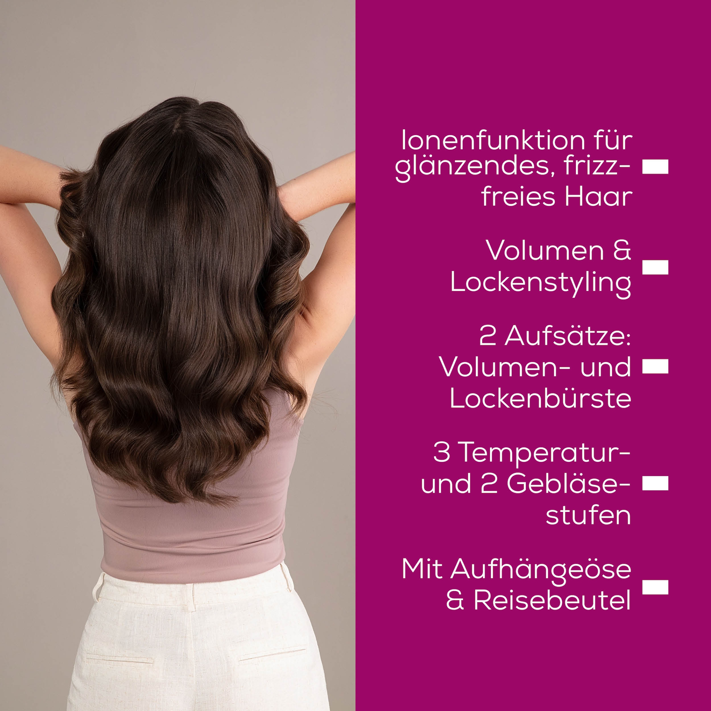 BEURER Warmluftbürste »HT 85 rotierend, mit integrierter Ionenfunktion« 2 Aufsätze Einfaches Styling in Sekunden dank automatischer Rotation