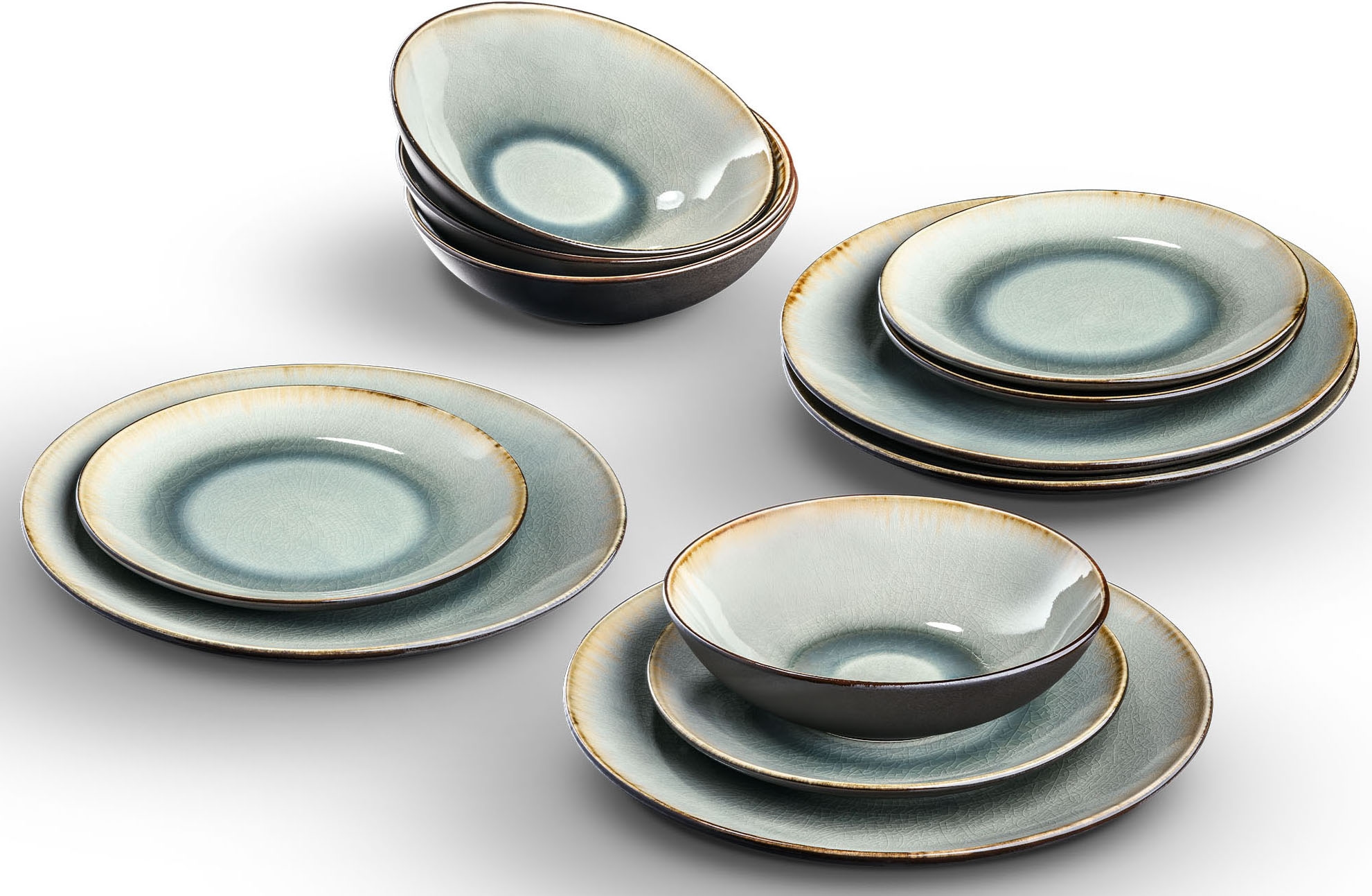 my home Tafelservice »Liane«, (Set, 12 tlg., 4 Desserteller, 4 Universalsch günstig online kaufen