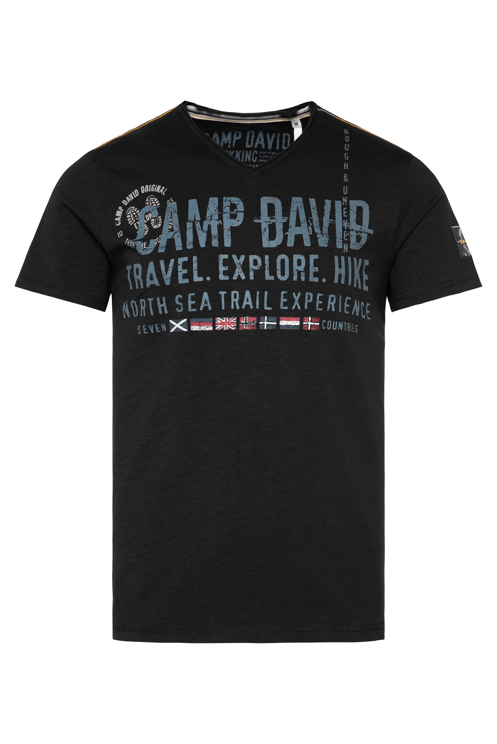 CAMP DAVID V-Shirt, mit offener Kante am Ausschnitt