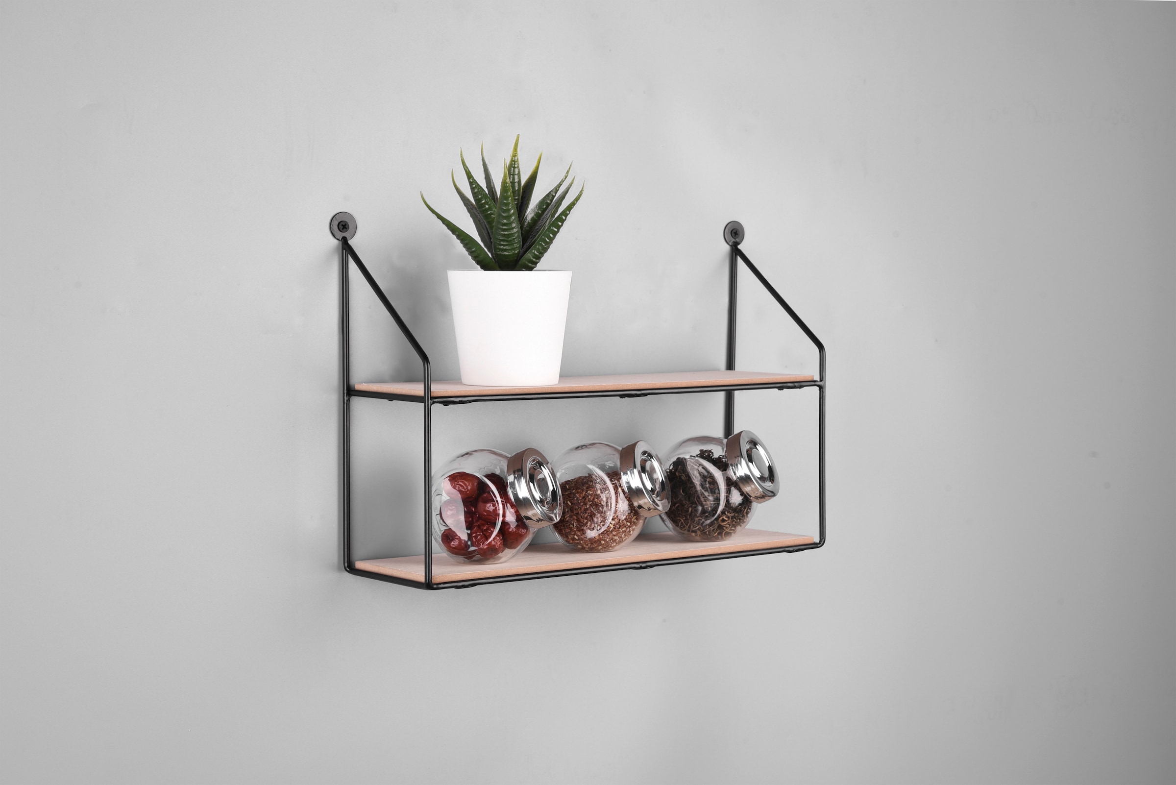 MIRRORS AND MORE Wandregal »Belina«, (1 St.), Kombination aus Holz und Metall