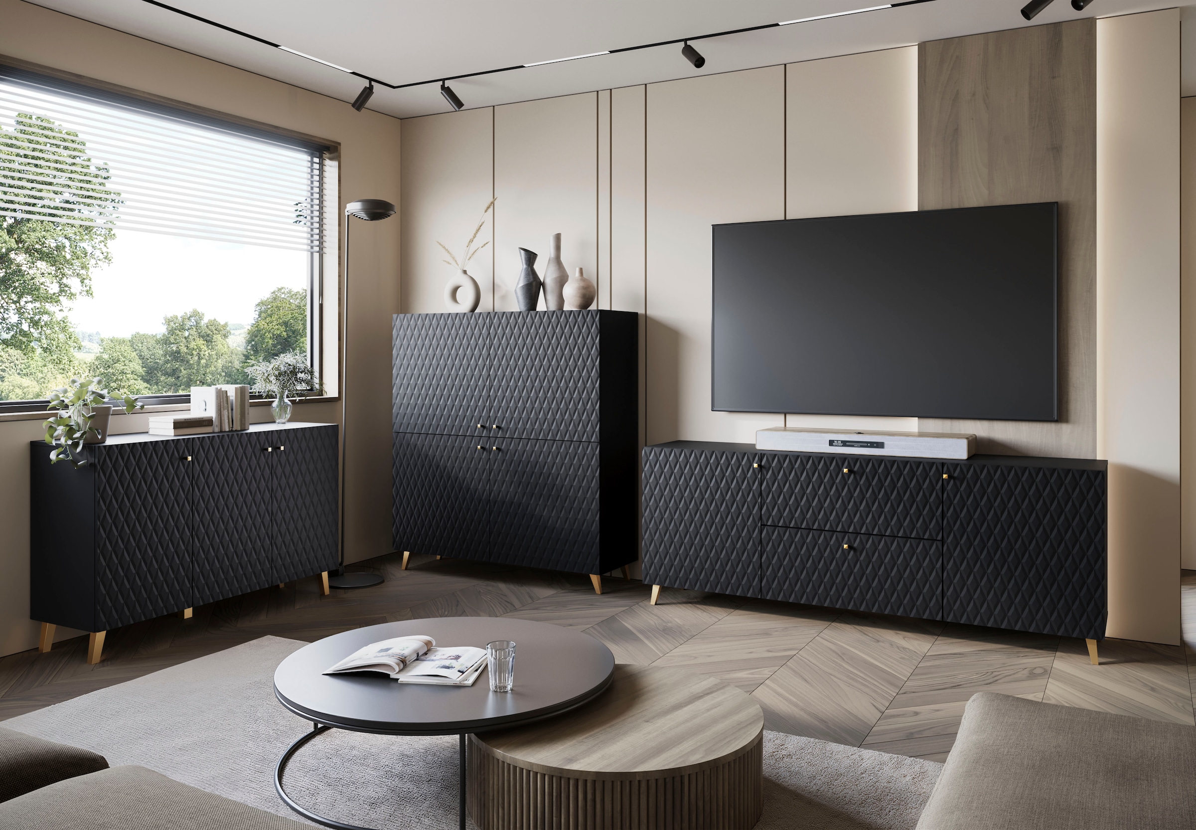 INOSIGN Highboard »HIGHBOARD PHUKET«, (1 St.), moderne Kommode mit 4 Türen und 8 Fächern, Breite 120 cm