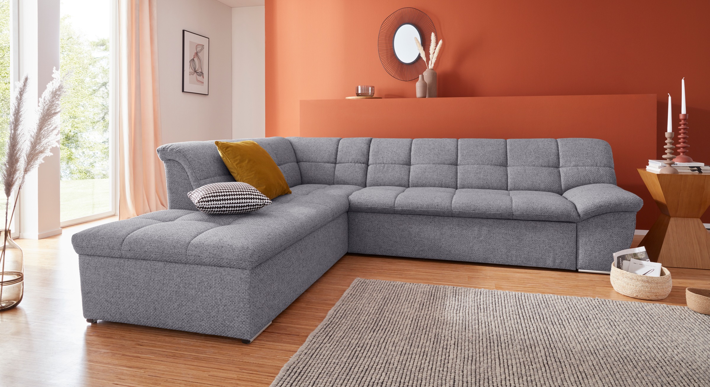 DOMO collection Ecksofa »Lagoa, moderne Sitzheftung, bequem und komfortabel günstig online kaufen