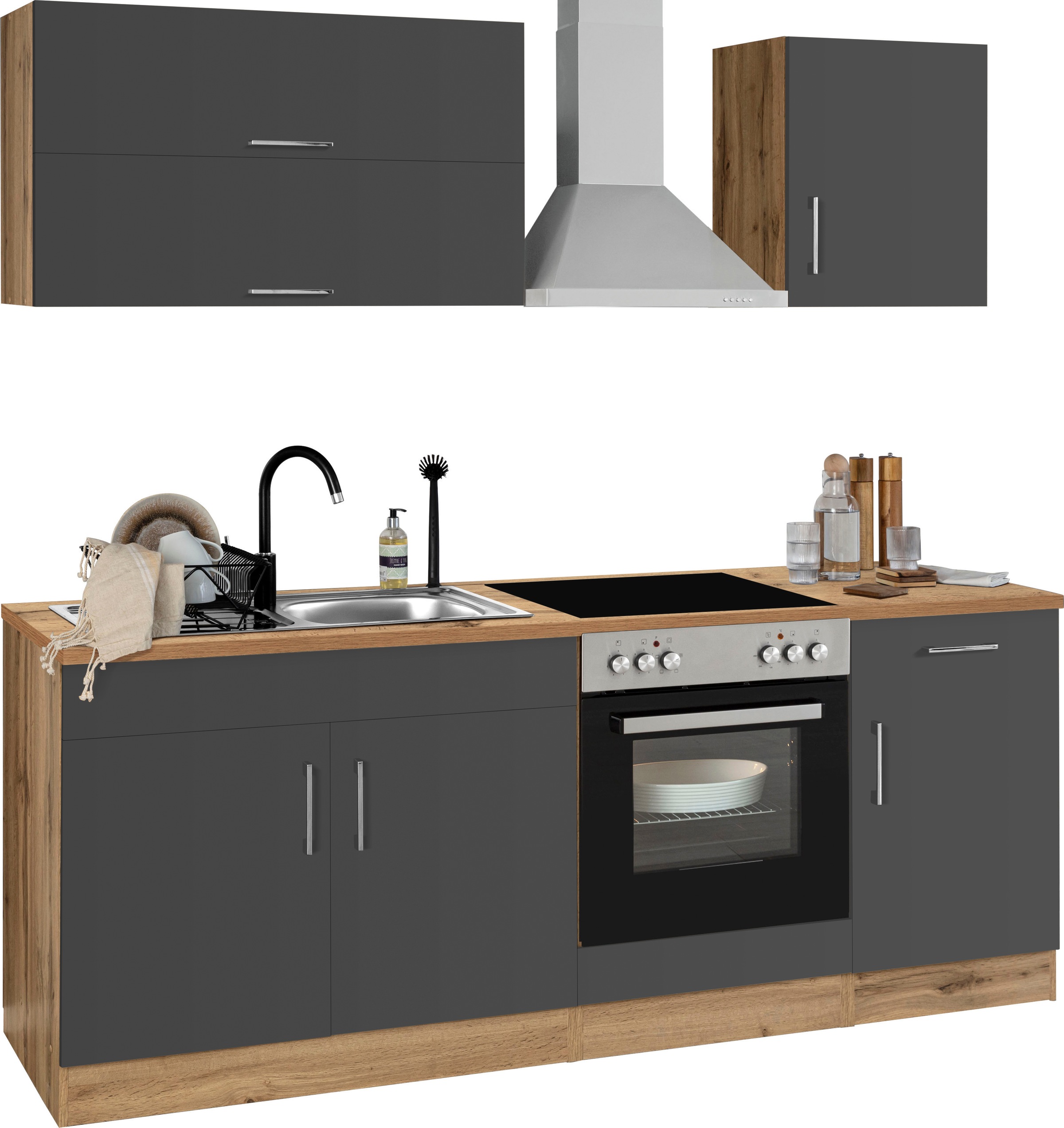 KOCHSTATION Küchenzeile »KS-Colmar«, mit E-Geräten, Breite 210 cm