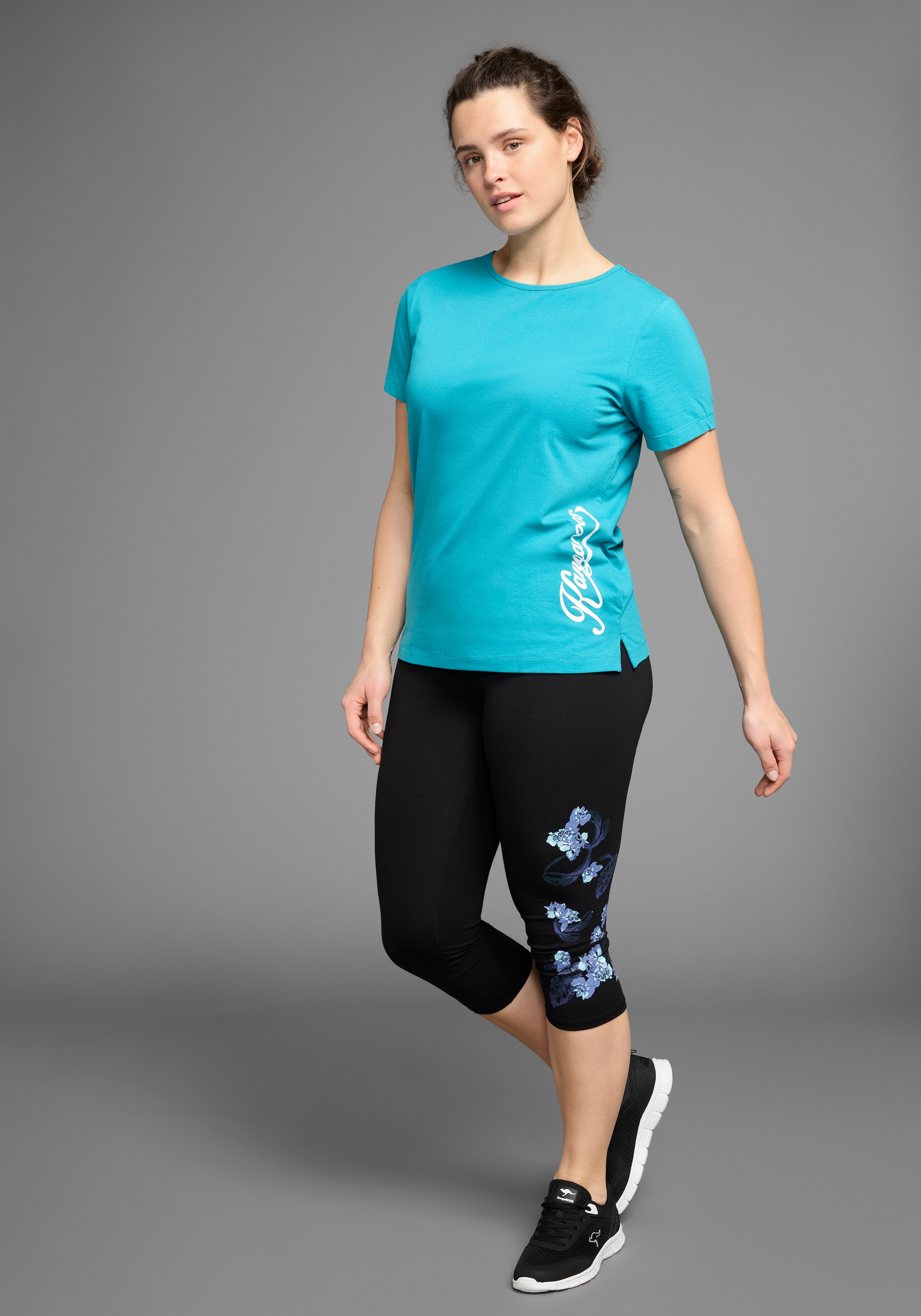 KangaROOS T-Shirt, Kurzarm, figurumspielend, unifarben, Rundhalsausschnitt, casual