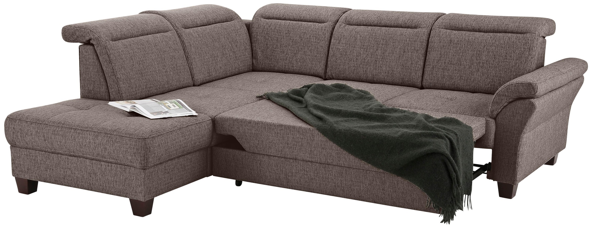 Home affaire Ecksofa »Solvei L-Form«, wahlweise auch mit Kopfteilverstellung und Bettfunktion, Federkern