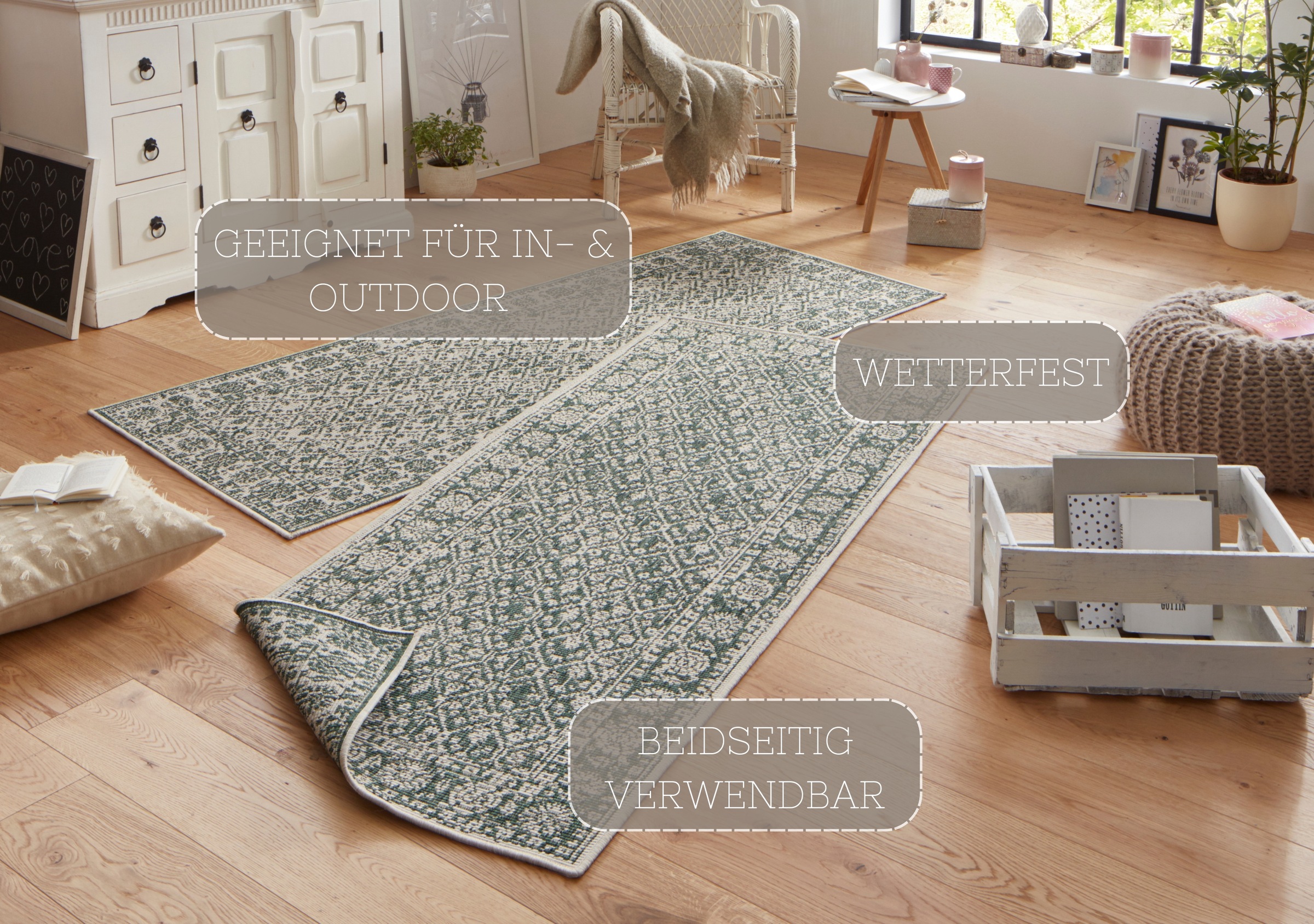 HANSE Home Teppich »Curacao«, rechteckig, 5 mm Höhe, In-& Outdoor, Läufer, Wetterfest, Balkon, Wohnzimmer, Wasserfest