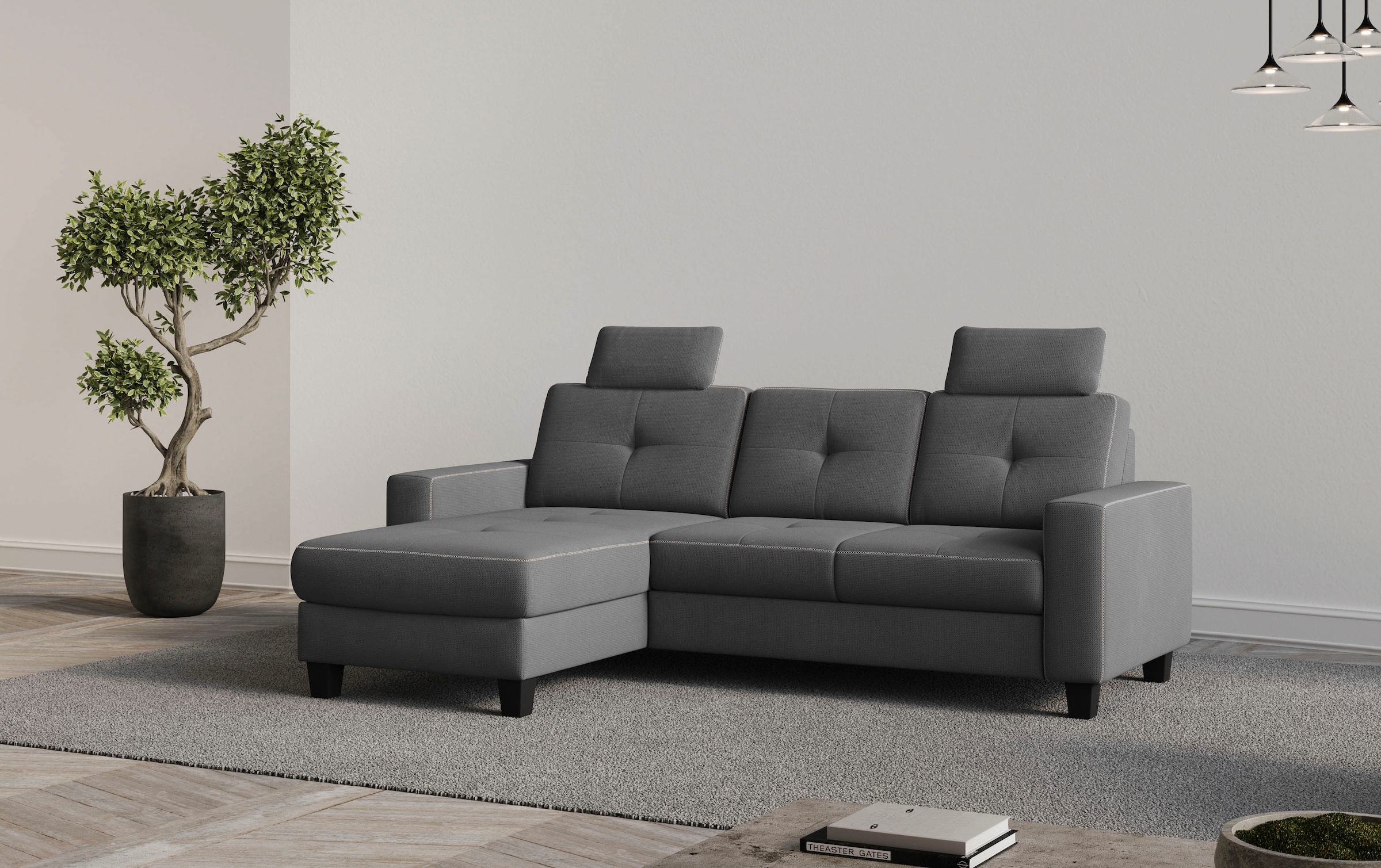 Places of Style Ecksofa »Varese L-Form«, Kreuznaht in beige günstig online kaufen