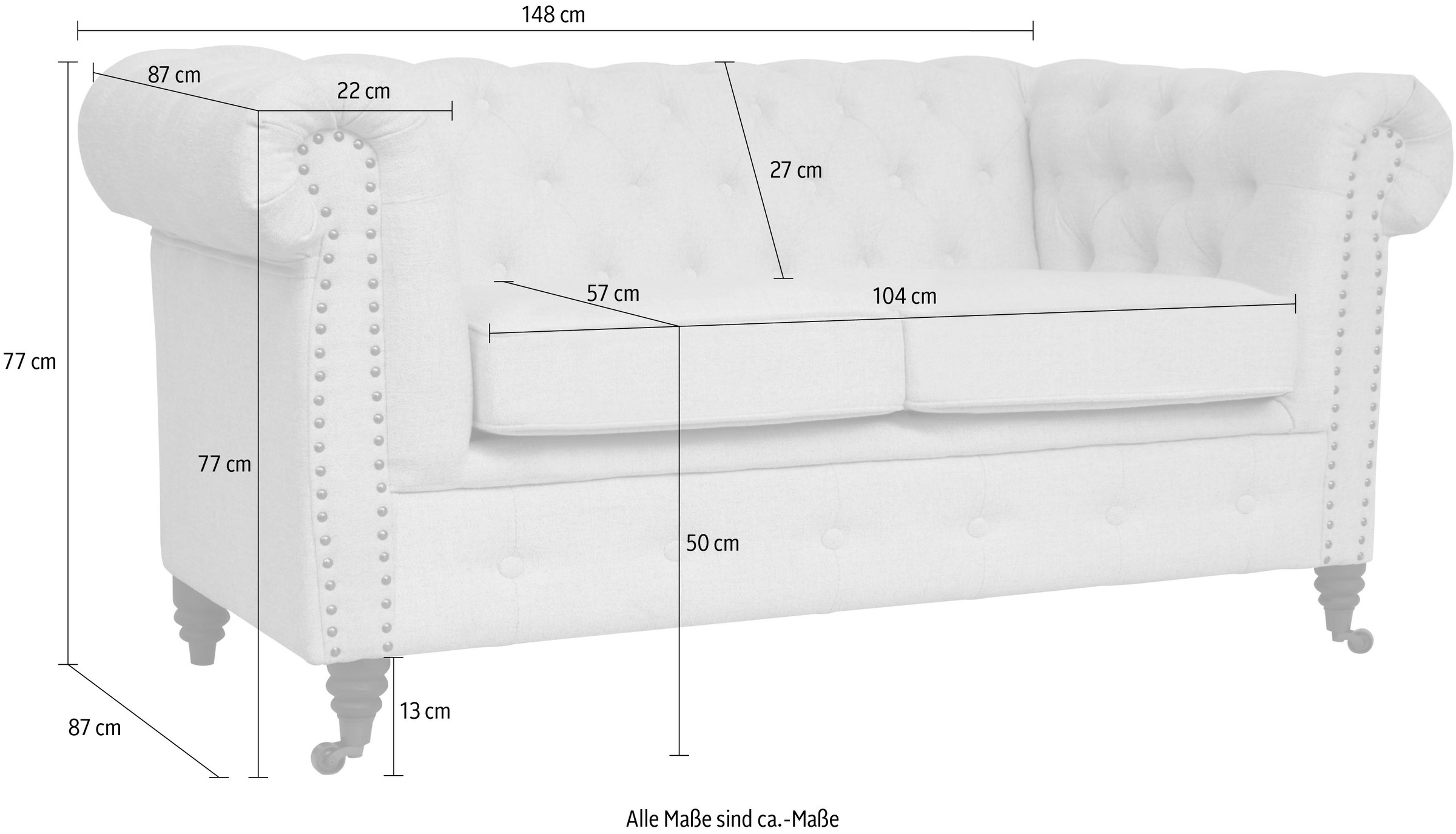Home affaire Chesterfield-Sofa »Aarburg«, aufwändige Knopfheftung und Ziernägel im Chesterfield-Design