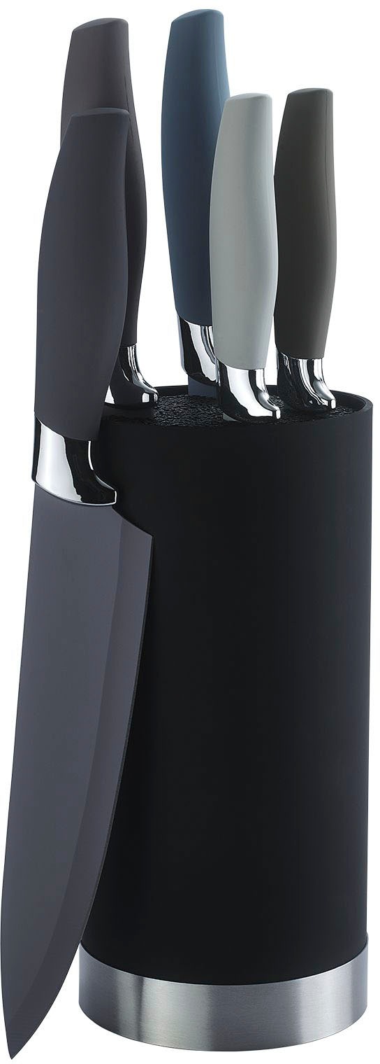 KING Bräter »5 Liter«, Aluminiumguss, (Set, 8 tlg., 5 Küchenmesser inklusive Messerblock), Aromaknopf, Induktion, mit Glasdeckel, Antihaft-Keramikbeschichtung