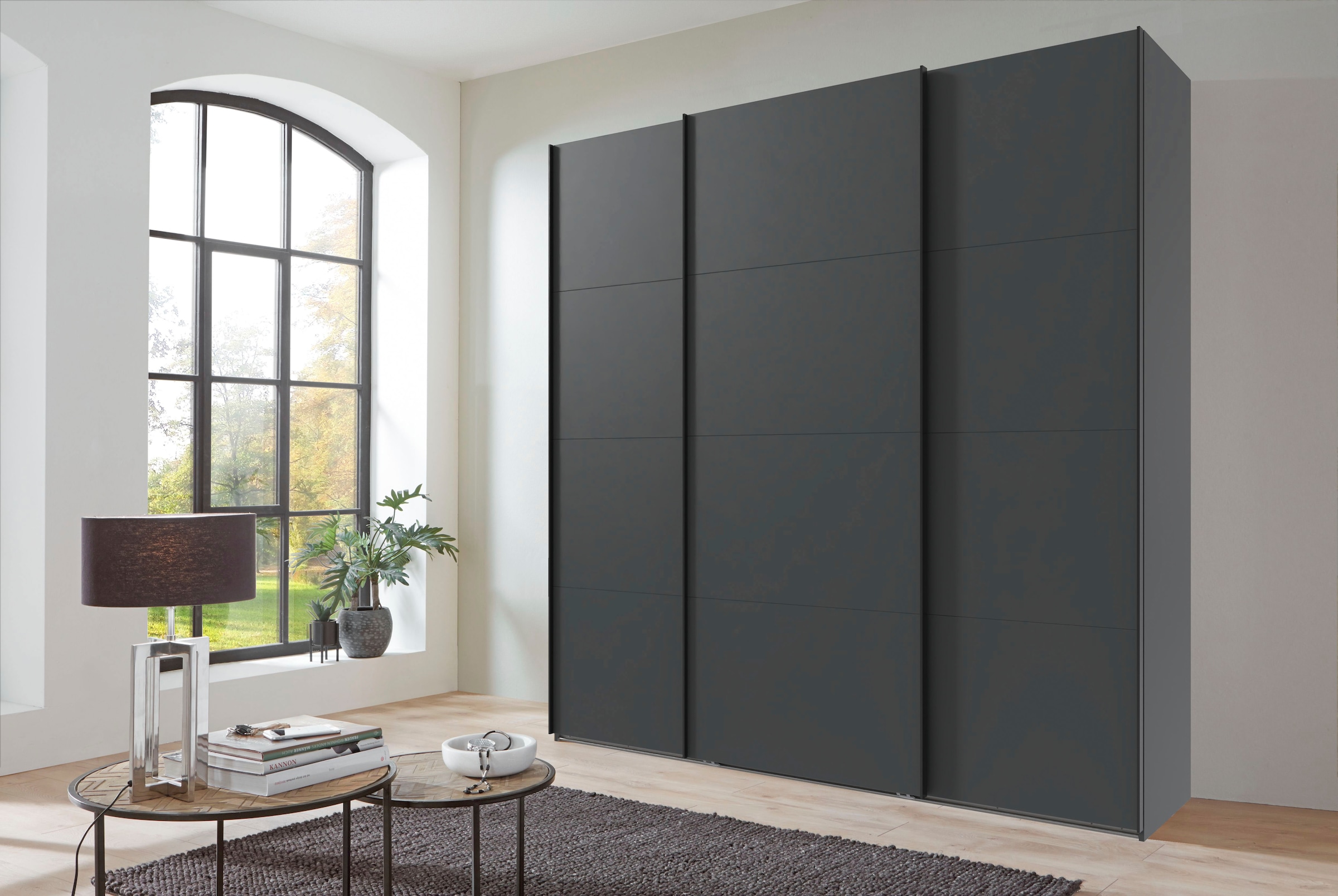 Wimex Schwebetürenschrank »Mugano, Made in Germany, Lieferung bis in Deine Etage und Stellort«, (wähle Deine Ausstattung: Basic oder Premium!), 3 Schwebetüren, große Größen, mit oder ohne Spiegel, Metallgriffe