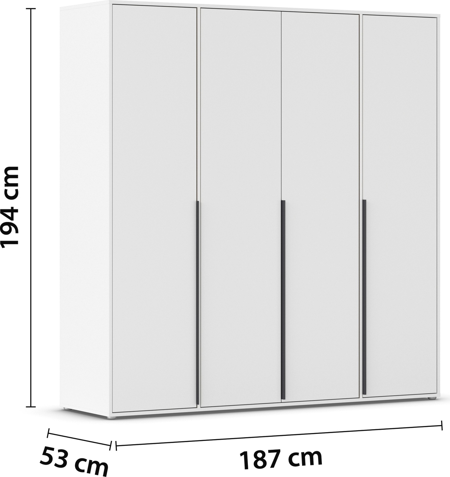rauch Drehtürenschrank »Kleiderschrank Schrank Garderobe Wäscheschrank NAGATA viel Stauraum«, (in 3 verschiedenen Ausstattungen BASIC/CLASSIC/PREMIUM), mit modernen Stangengriffen in Graumetallic TOPSELLER MADE IN GERMANY