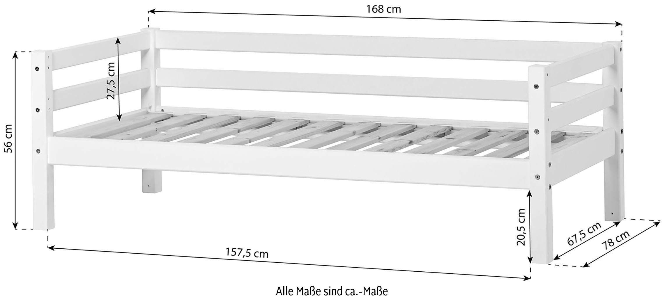 Hoppekids Kinderbett »«Winter Wonderland»«, (Set, 2 tlg., Bett und Matratzen), Tagesbett 70x160 cm Massiv mit Matratze