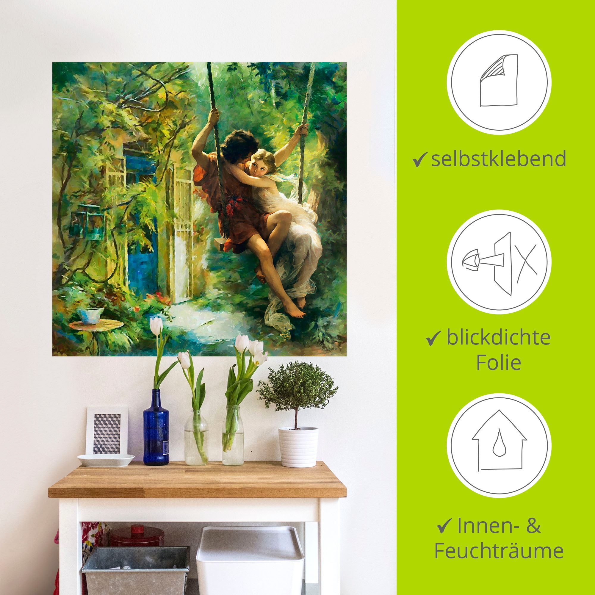 Artland Wandbild »Paar auf einer Schaukel«, Bilder von Liebespaaren, (1 St.), als Leinwandbild, Wandaufkleber in verschied. Größen