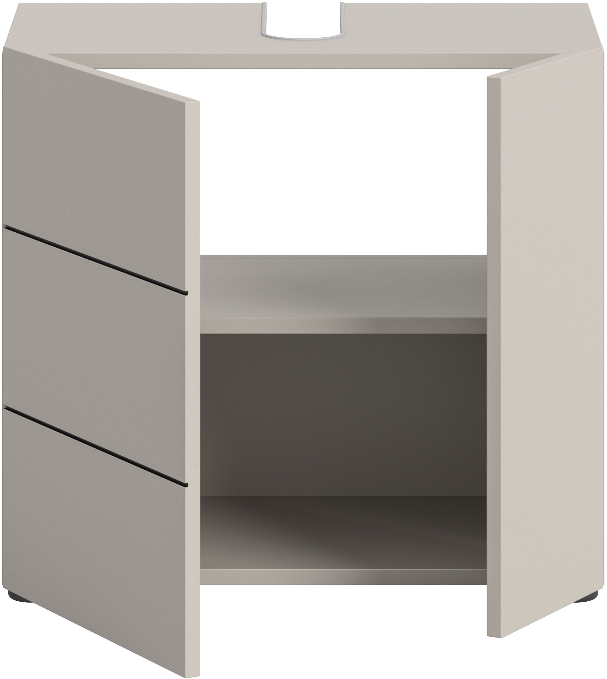 welltime Waschbeckenunterschrank »BIEL, Breite: 60 cm, 2 Türen, 2 Fächer, Siphonausschnitt« 1 Stk. tlg. Waschbeckenunterschrank, Unterschrank, WBU, Badezimmer, Bad