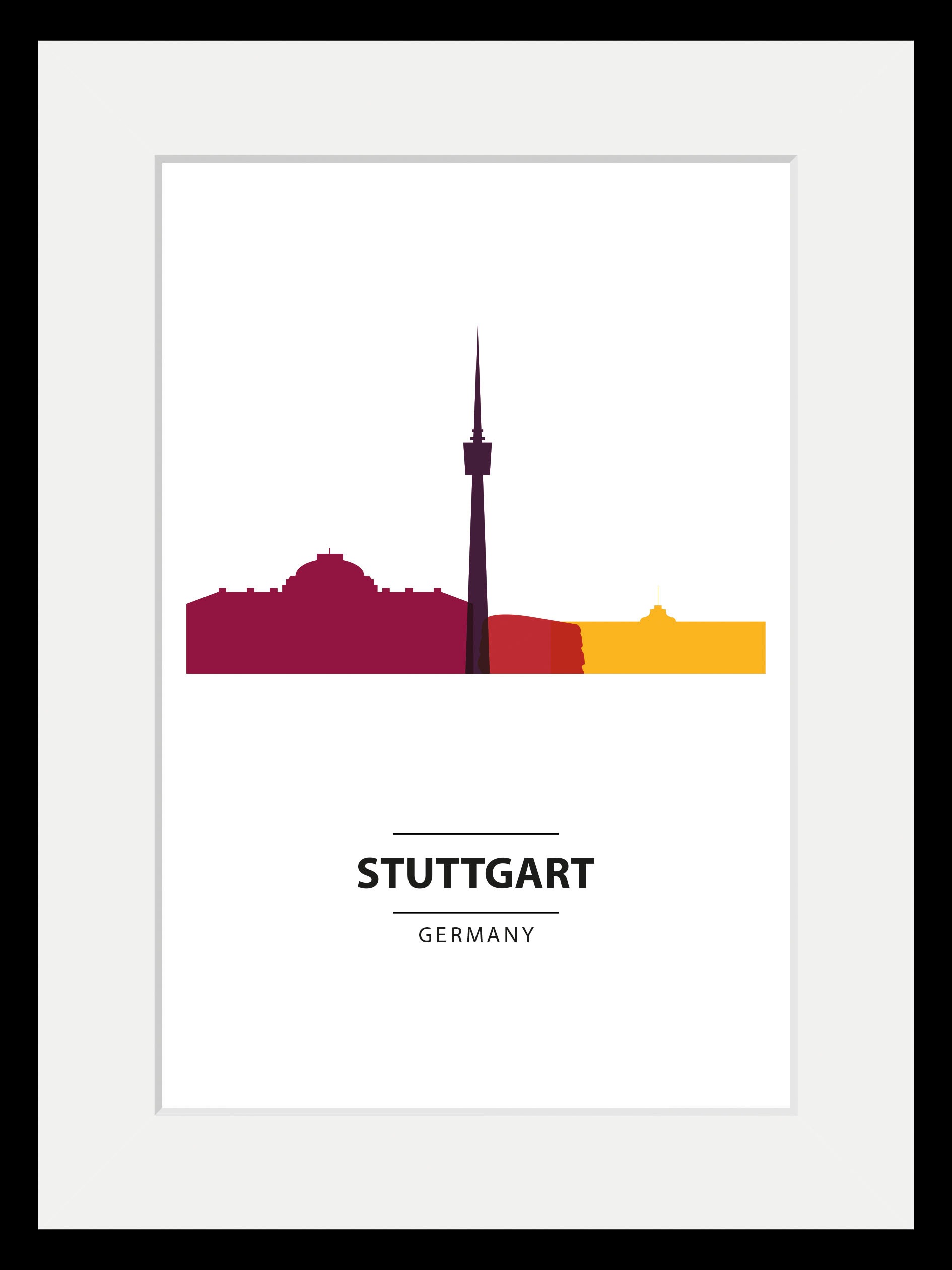 queence Bild »Stuttgart Color Splash«, Städte-Schriftzug-Deutschland-Gebäud günstig online kaufen