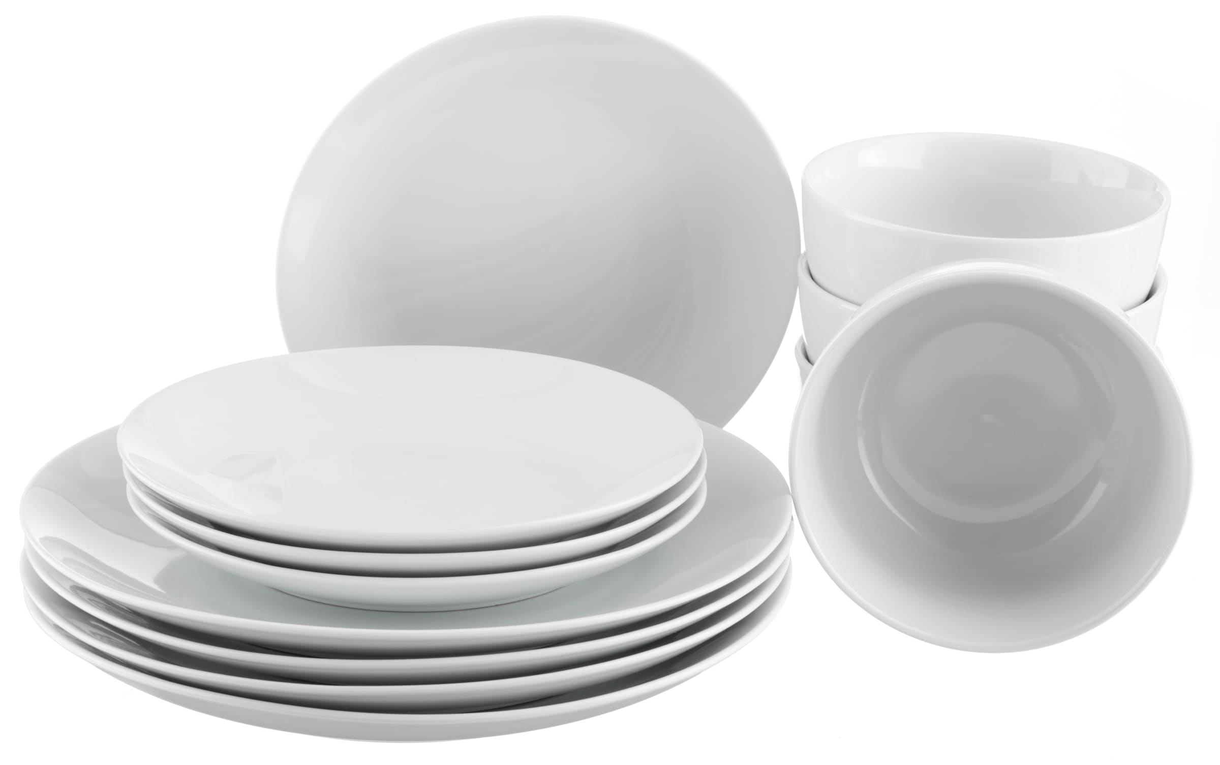 my home Kombiservice »Angi«, (Set, 12 tlg., je 4 Speise- und Dessertteller, Müslischalen), Geschirr-Set, harmonische, trendige Coupeform