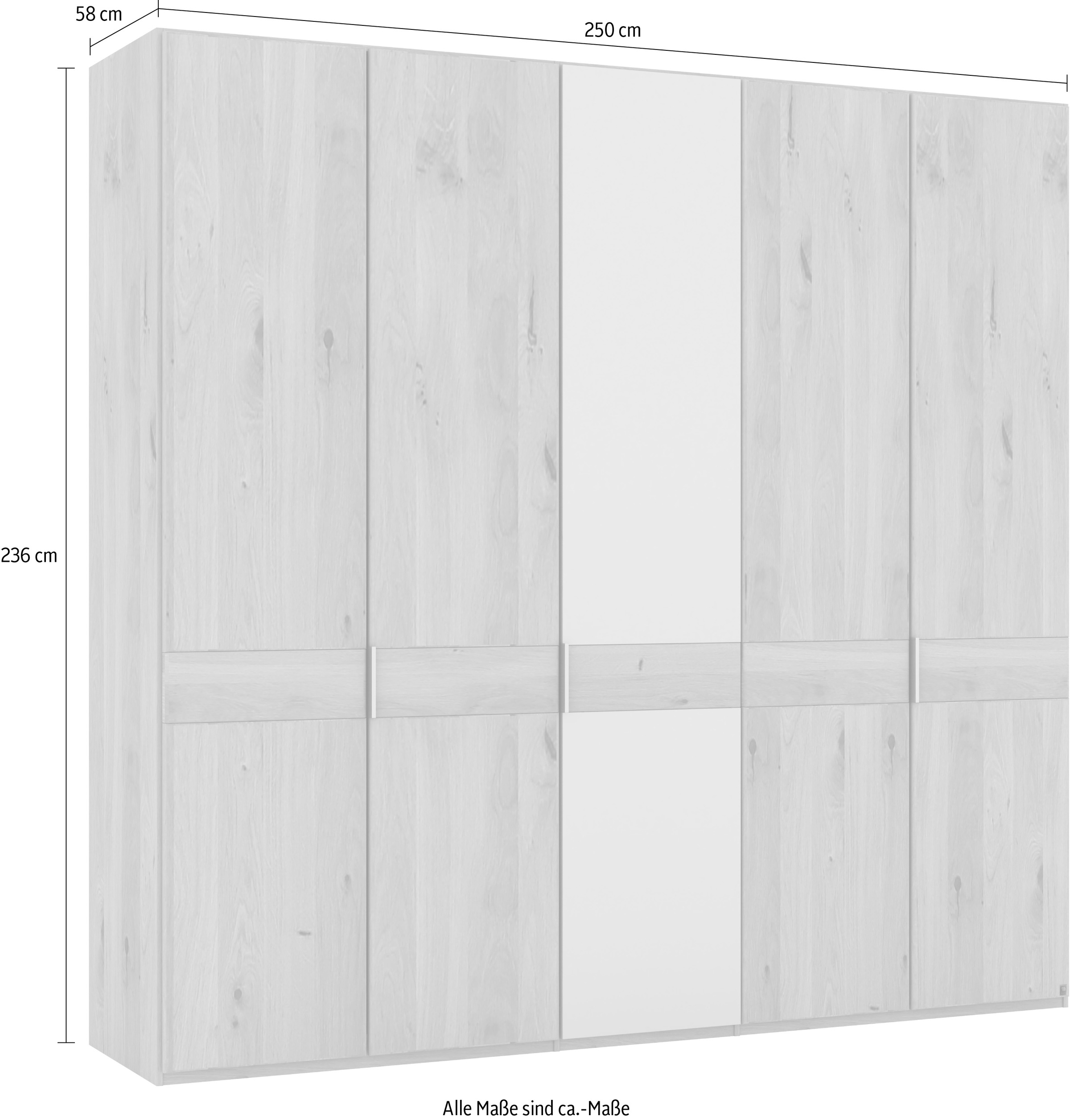 Musterring Drehtürenschrank »Savona, Kleiderschrank, Schrank, Garderobe, teilmassiv Eiche«, (mit Türdämpfern, mit Spiegel oder Glas, extra Böden, MADE IN GERMANY), Türen in Bianco-Eiche massiv, Spiegel-/Glastüren, verschiedene Größen