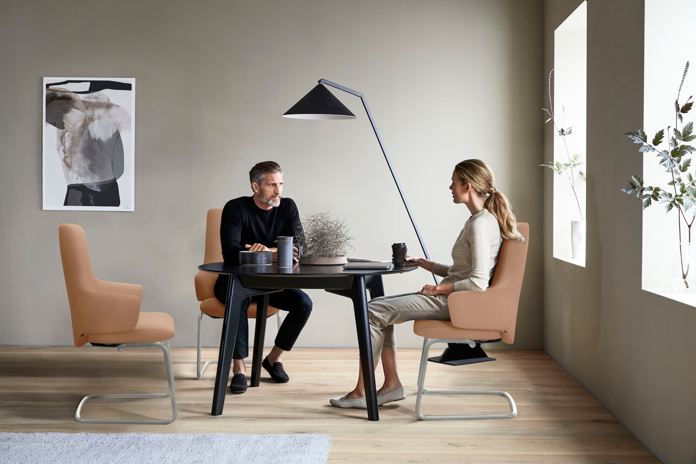 Stressless® Polsterstuhl »Laurel« () High Back mit Armlehne, Größe L, mit Beinen aus Stahl in Chrom