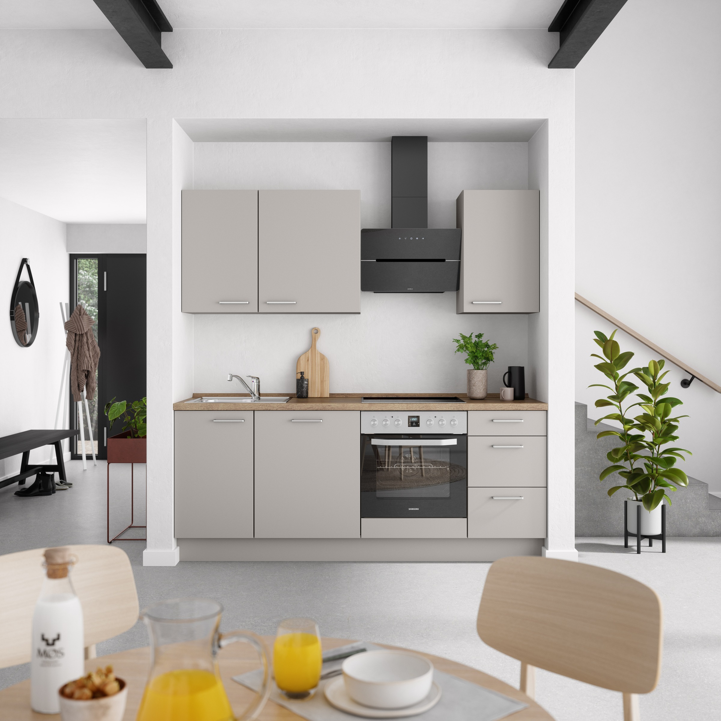 nobilia® Küchenzeile »"Touch II"«, vormontiert, Ausrichtung wählbar, Breite 210 cm, wahlw. mit E-Geräten