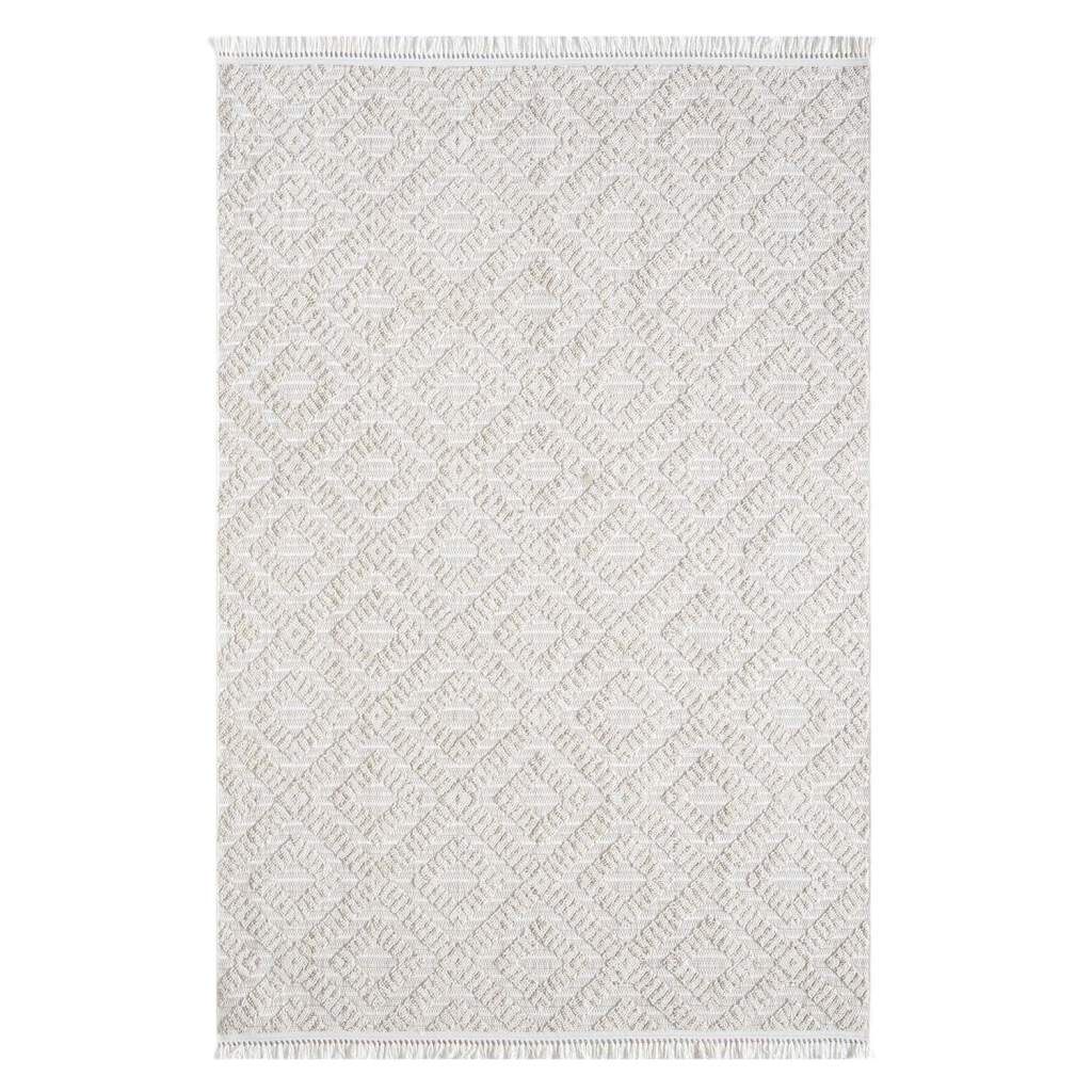 Carpet City Teppich »CLASICO 8927«, rechteckig, 11 mm Höhe, Läufer, Kurzflor, Hochtief-Muster, Boho, Fransen, Wohnzimmer