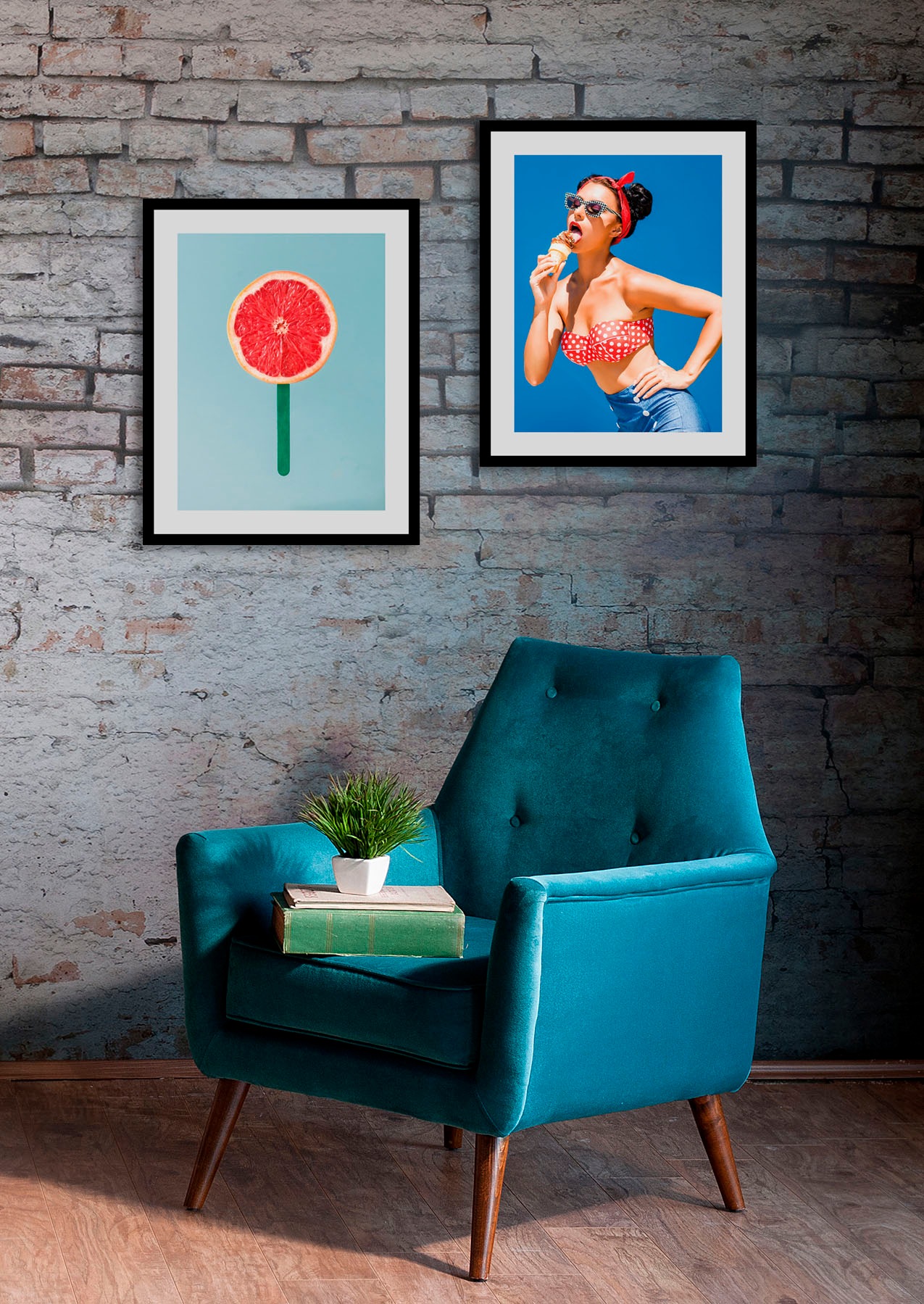 queence Bild »Citruspop«, Obst-Obst Bilder-Süßigkeiten, (1 St.), HD Premium Poster-Druck inkl. Holzrahmen