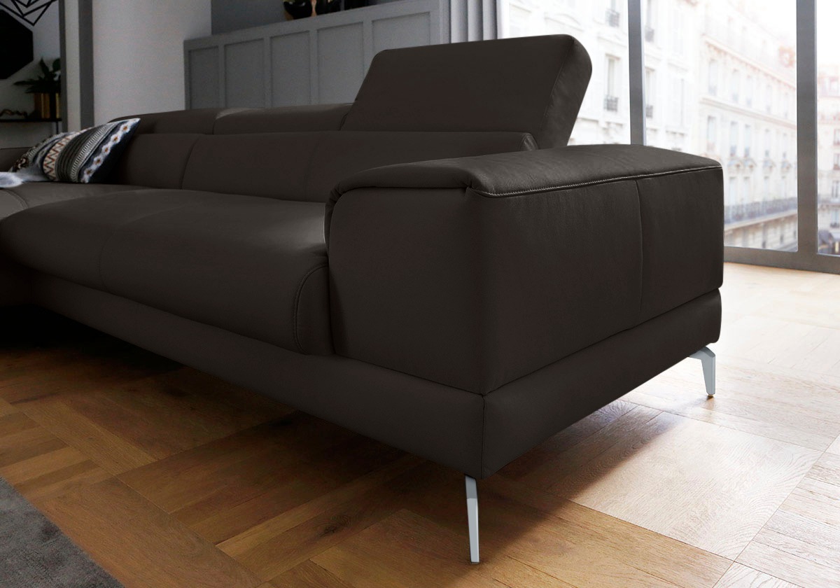 W.SCHILLIG Ecksofa »piedroo, Designsofa mit tollem Sitzkomfort, bequem und elegant, L-Form«, Kopfteilverstellung, wahlweise mit Sitztiefenverstellung, Breite 303cm