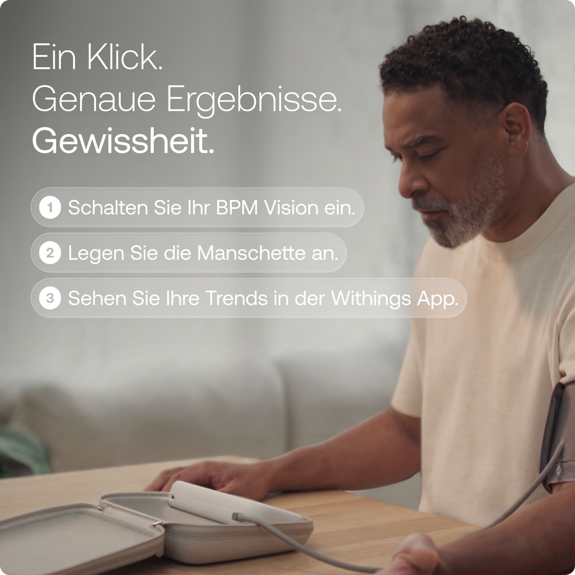 Withings Blutdruckmessgerät »BPM Vision mit EKG, WLAN & Farbdisplay« Automatische Messung, Speicher für mehrere Nutzer, App-Integration