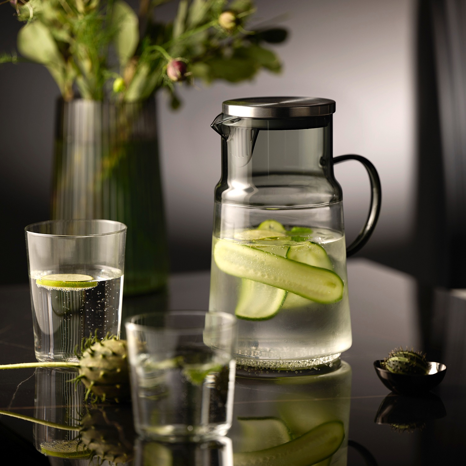 APS Kanne »Ø 13 cm, H: 23 cm, 2 Liter , Glas, Polypropylen, Silikon« 2 l 1 Stk. tlg. Deckel aus 18/8 Edelstahl