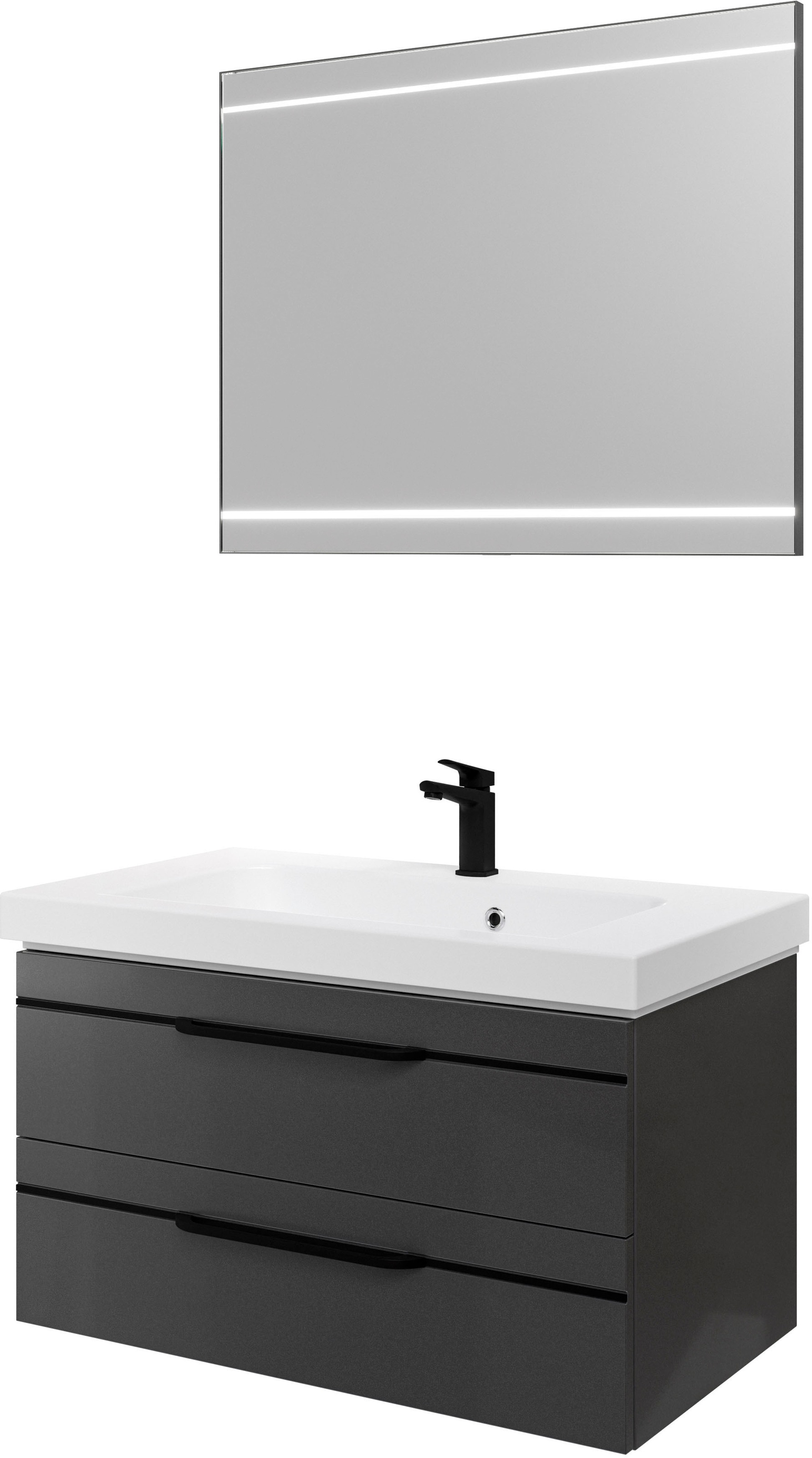 Saphir Badmöbel-Set »Balto 2-teilig Mineralmarmor-Waschtisch mit LED-Spiege günstig online kaufen