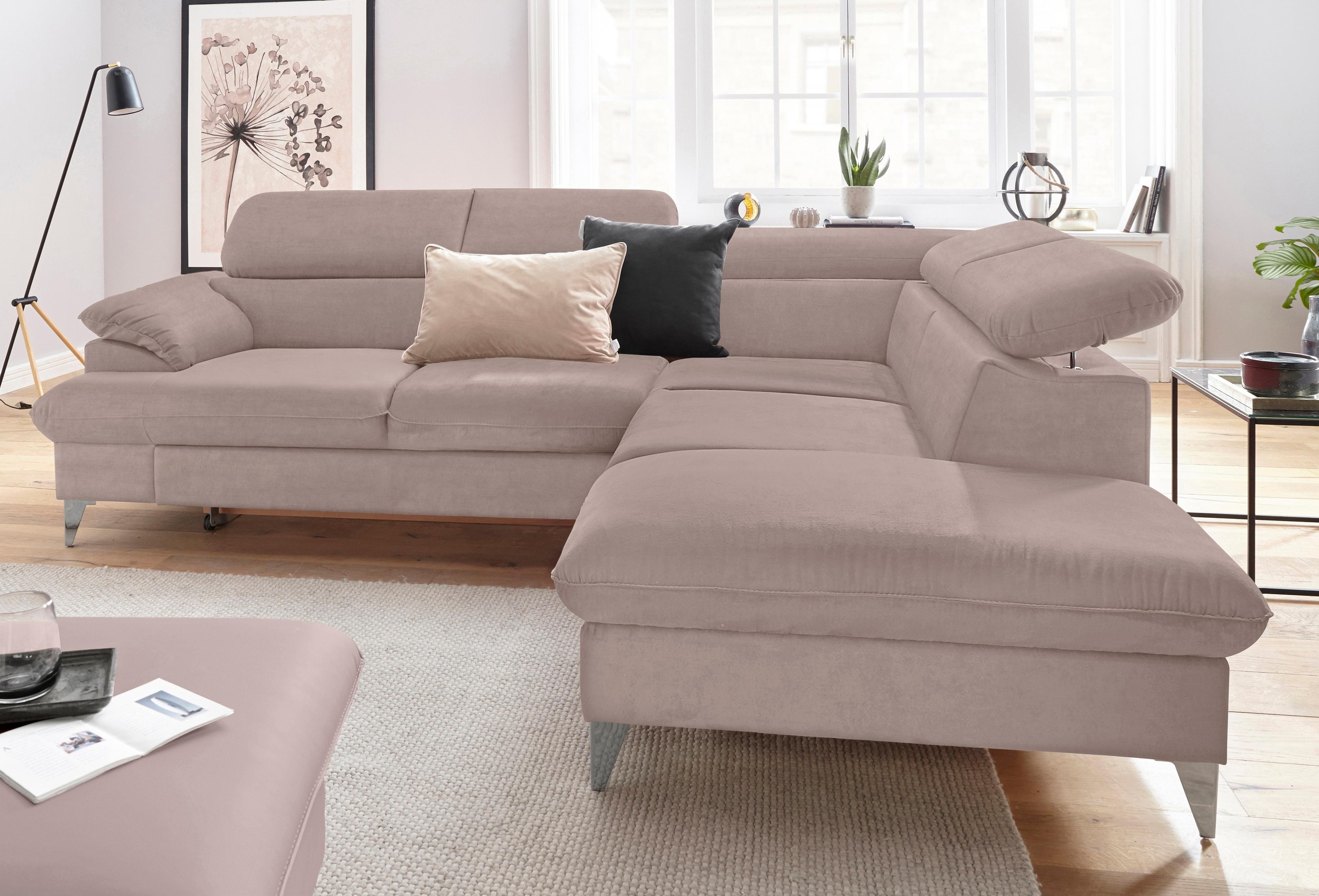 COTTA Ecksofa "Caluso L-Form" mit Kopfteilverstellung, wahlweise mit Bettfu günstig online kaufen