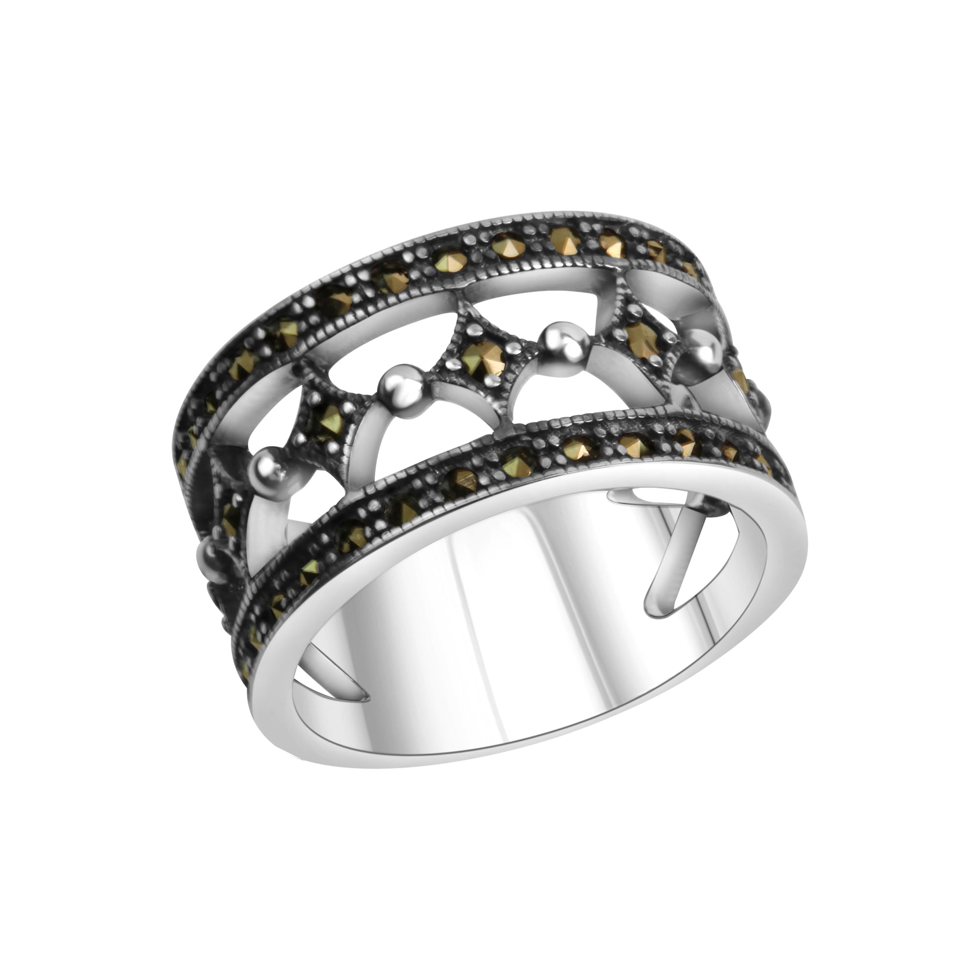 Zeeme Fingerring »Silber 925 oxidiert mit 40x Markasit« günstig online kaufen