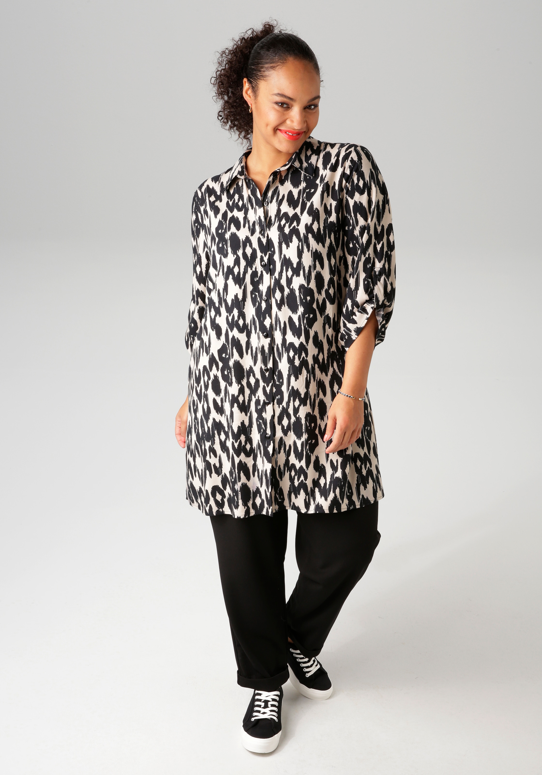 Aniston PLUS Hemdbluse, trendiges Design