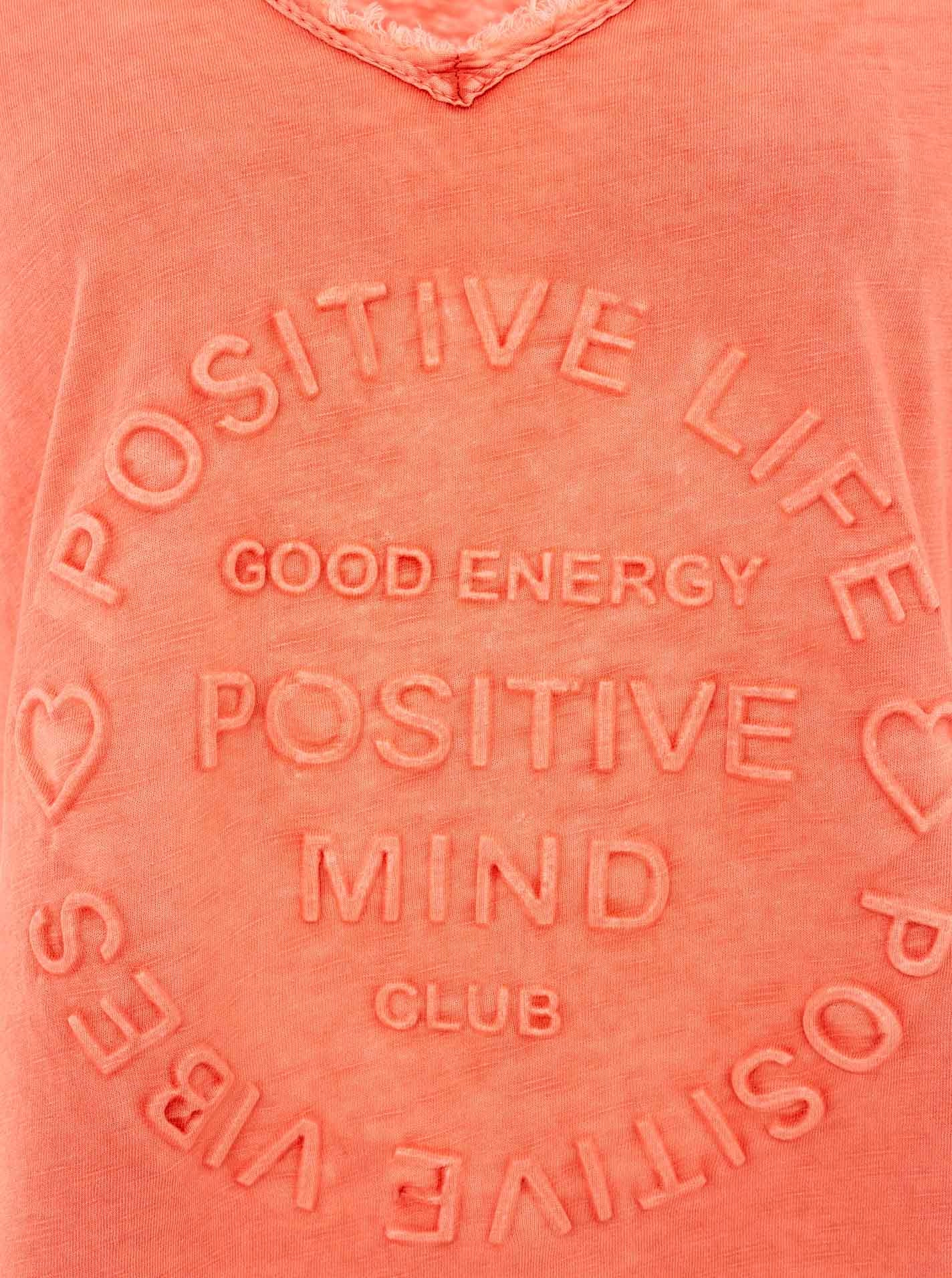 Zwillingsherz T-Shirt »"Positive Mind"«, V-Ausschnitt, Kurzarm, Used-Look, Baumwolle, ausgefranste Kanten