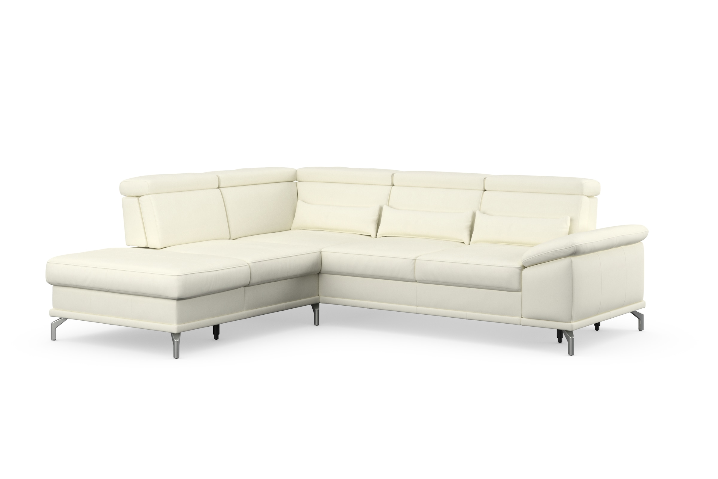 sit&more Ecksofa »Cabrio L-Form, mit Sitztiefenverstellung, Arm- und Kopfteilverstellung«, 3 Nierenkissen, Federkern, optional Bettfunktion und Stauraum