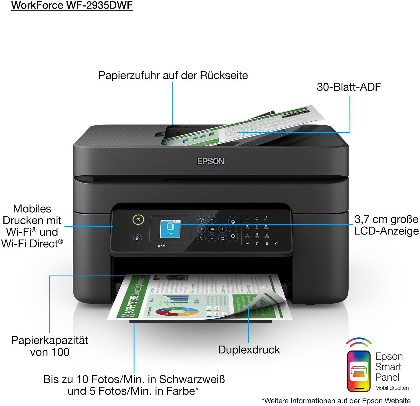 Epson Multifunktionsdrucker »WorkForce WF-2935DWFE«