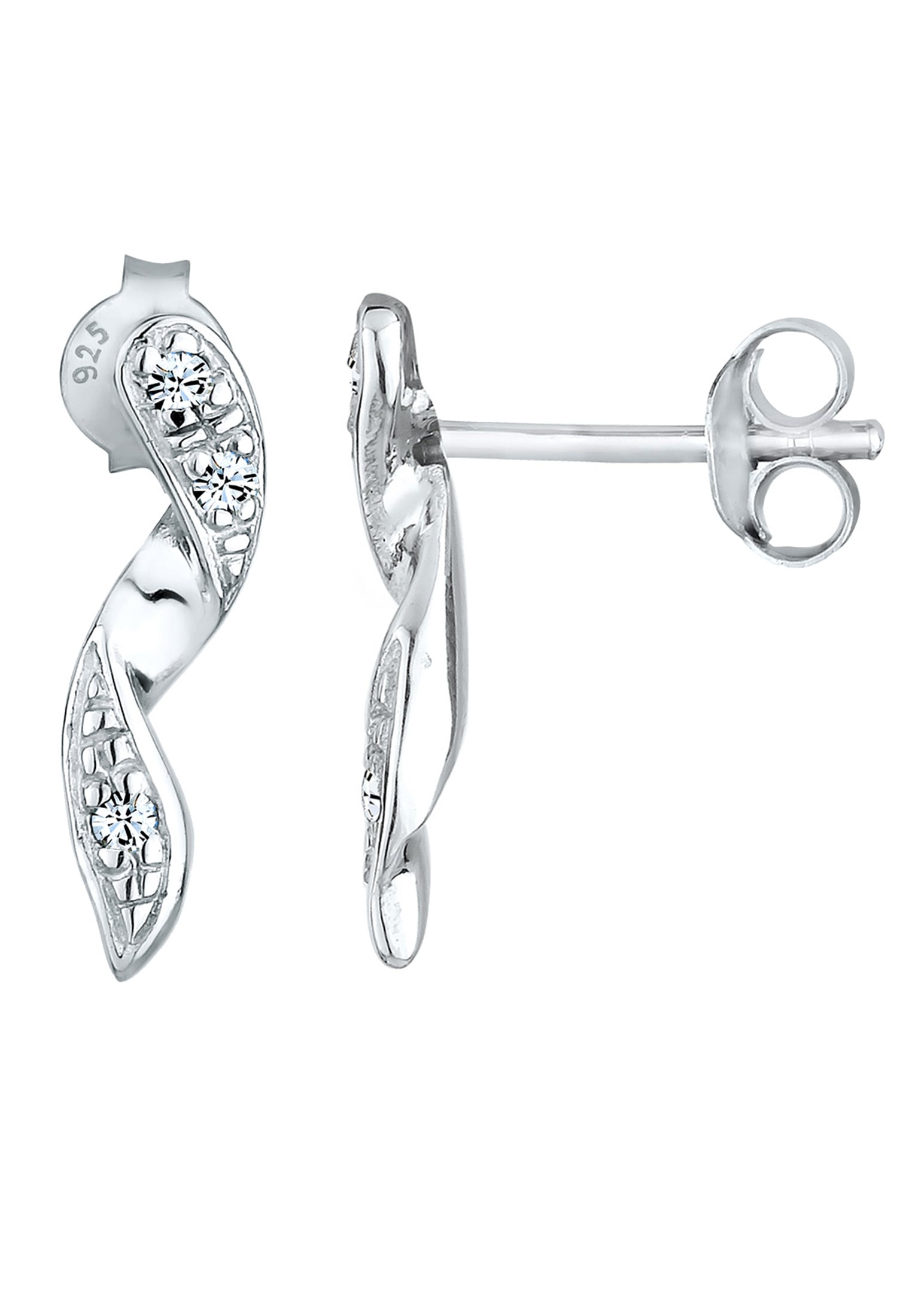 Elli Paar Ohrstecker »Spirale Geo Glamour Kristalle Silber«