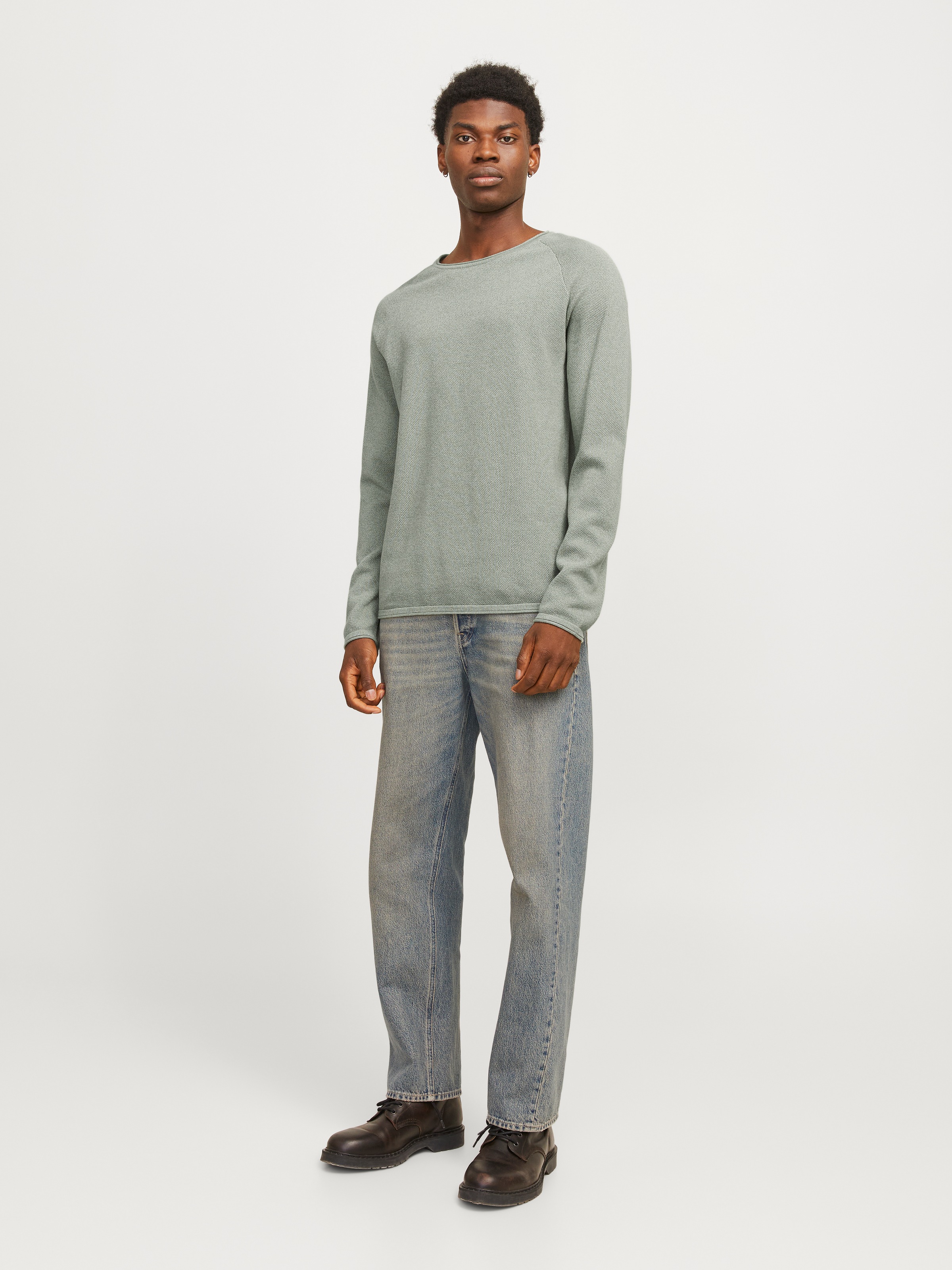 Jack & Jones Rundhalspullover »JJEHILL KNIT CREW NECK NOOS« mit Strukturstrick