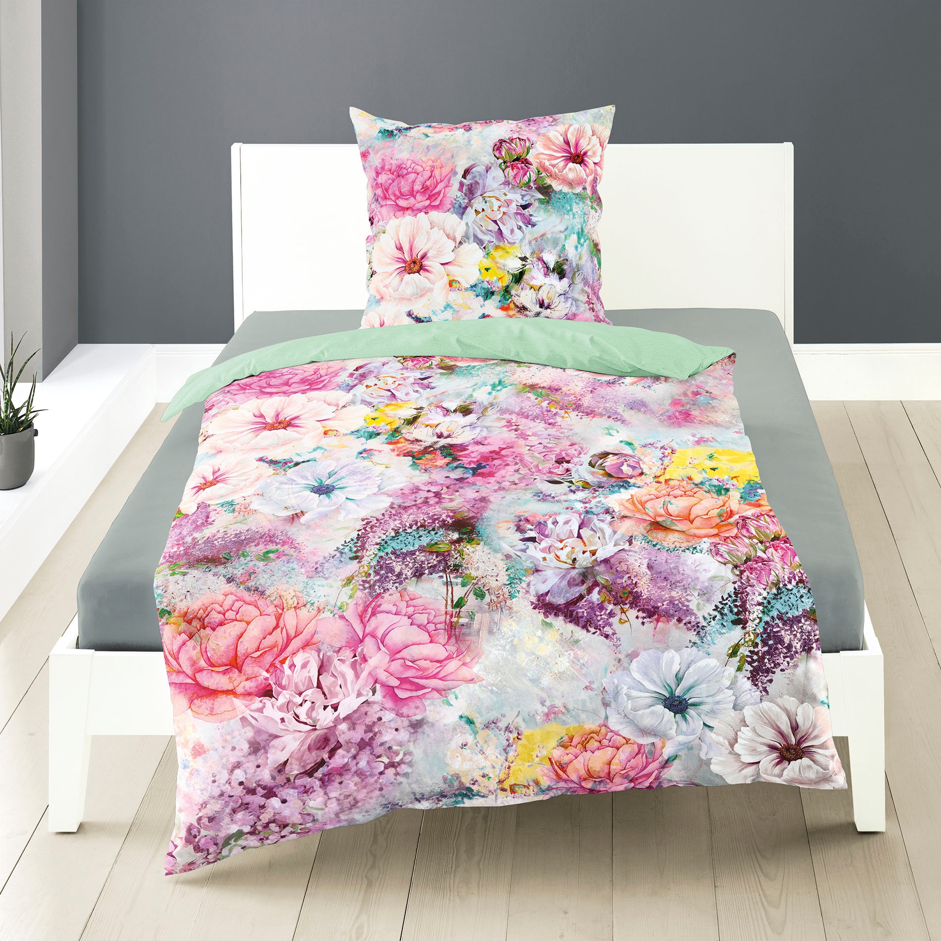 BIERBAUM Wendebettwäsche »Colorful Flowers«, mit floralem Digitalprint
