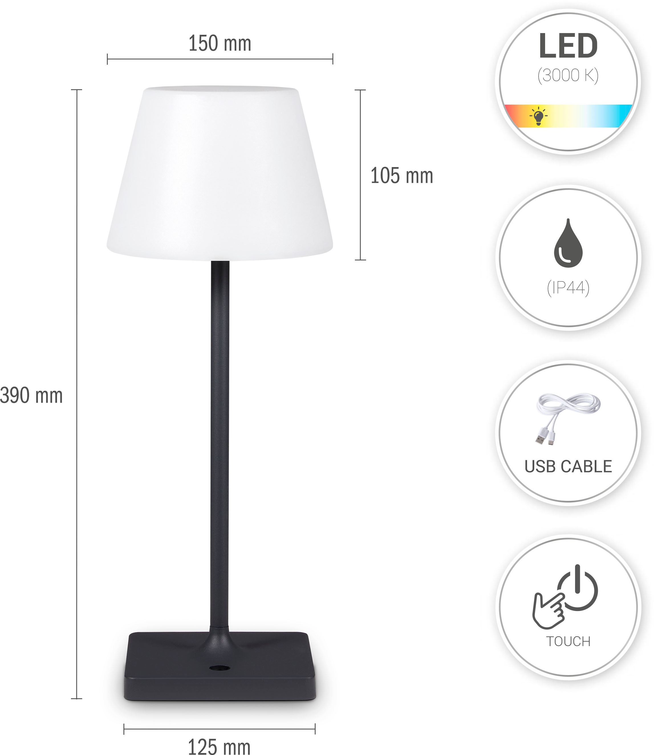 Paco Home Tischleuchte »CHRIS«, In Und Outdoor Garten LED Akku Leuchte Aufl günstig online kaufen