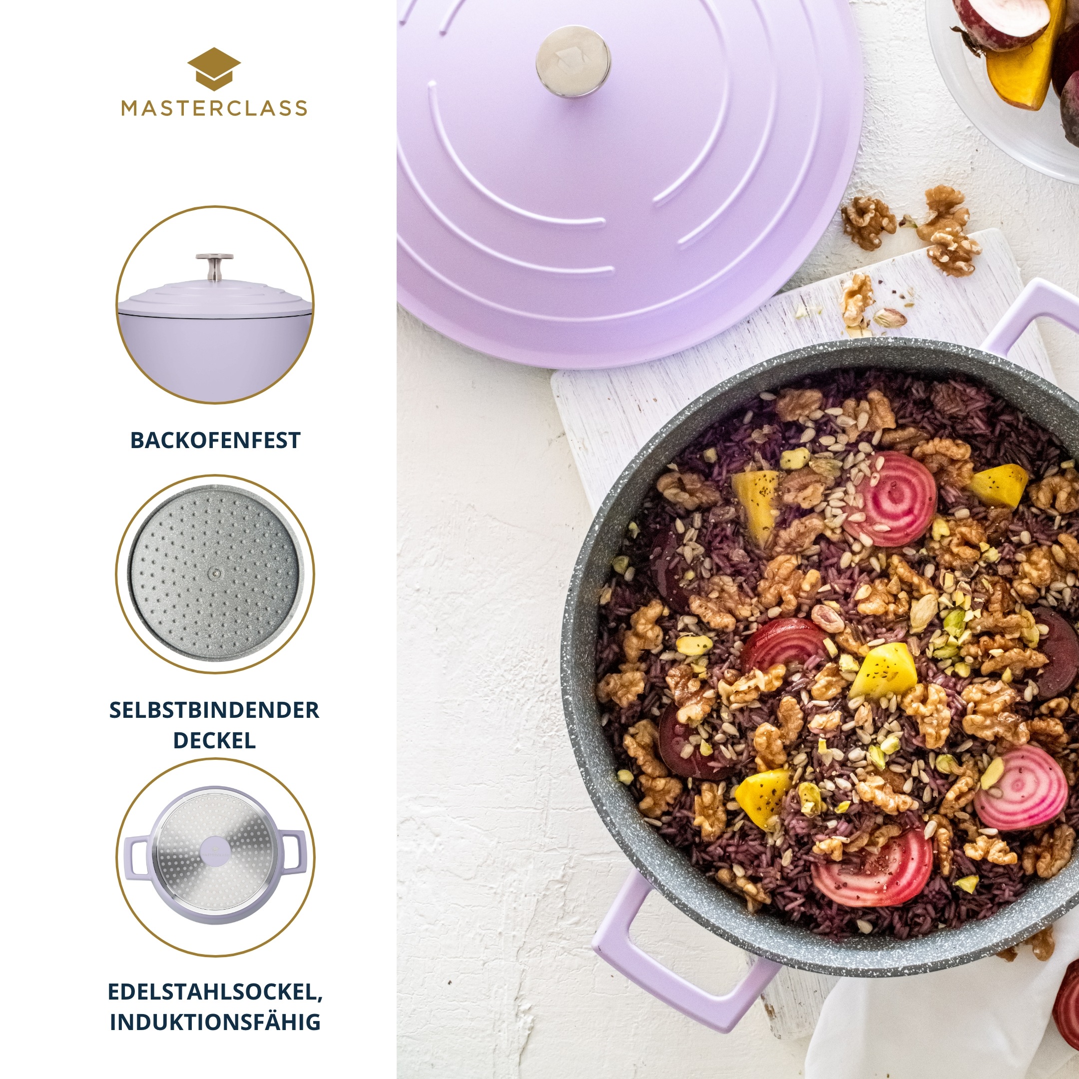 Master Class Kasserolle »MasterClass«, Aluminiumguss, 4 Liter, rund, ultraleicht, kratzfeste Antihaftbeschichtung, Induktion