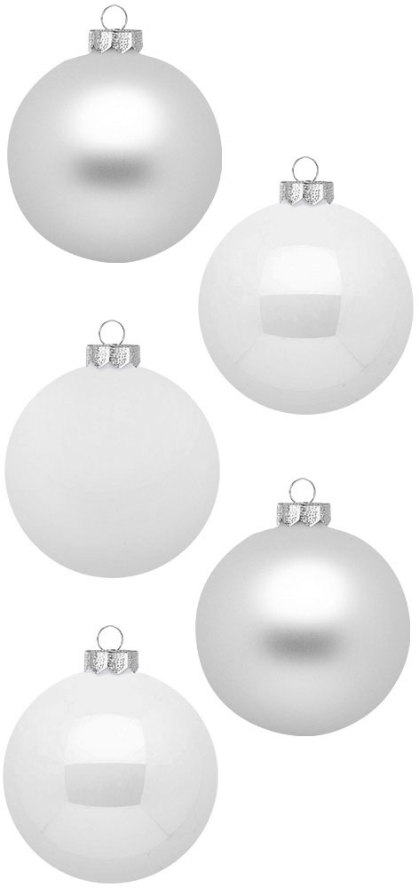 MAGIC by Inge Weihnachtsbaumkugel »Just White, Weihnachtsdeko, Christbaumschmuck«, (Set, 46 St.), Christbaumkugeln aus Glas, 45 Kugeln Ø ca. 4-6 cm, inkl. Spitze 28 cm