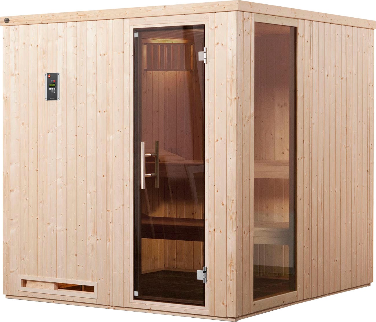 Sauna „Halmstad“, (Set), 7,5 kW-Ofen mit digitaler Steuerung natur