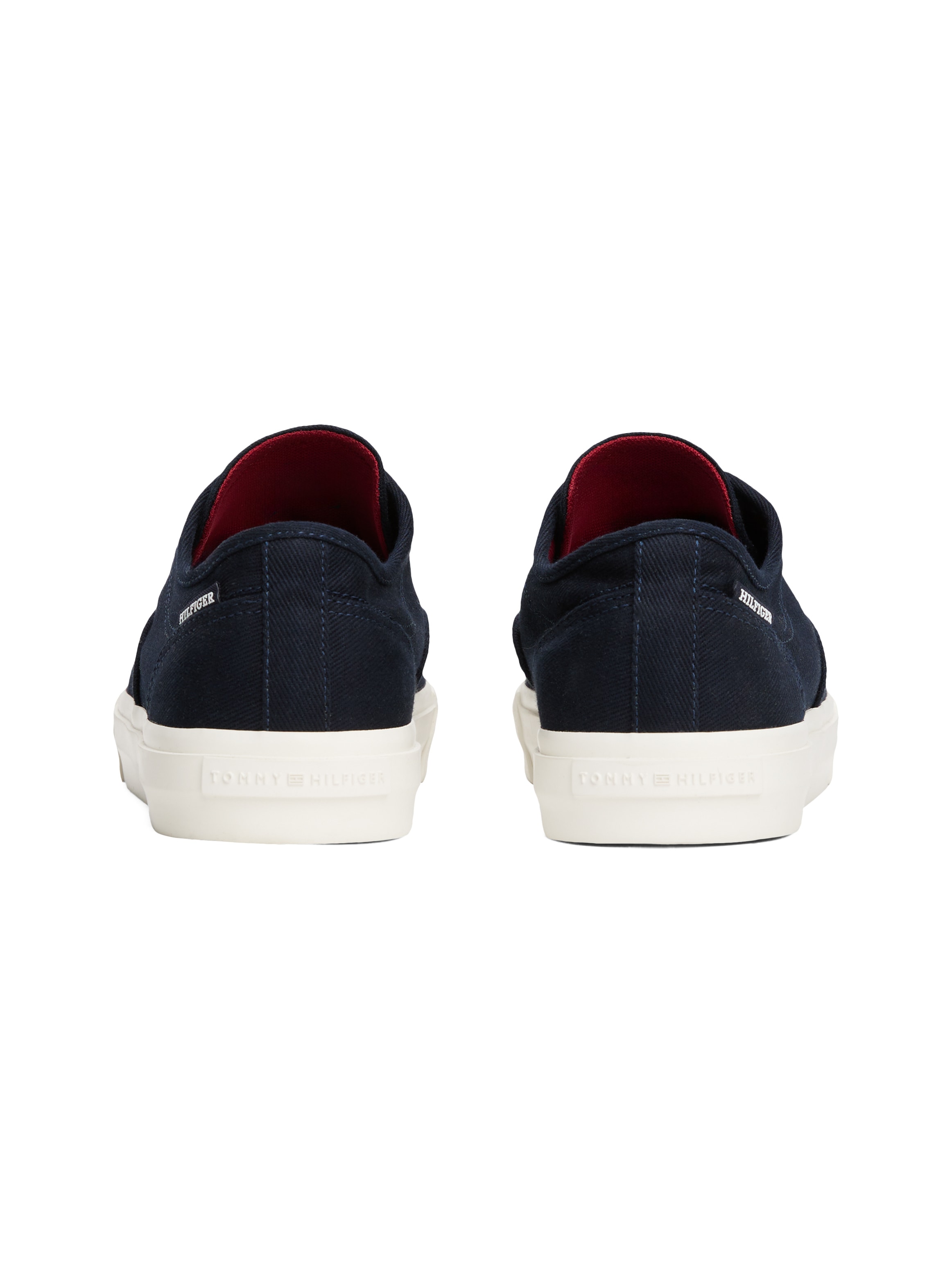Tommy Hilfiger Sneaker »TH HI VULC LOW OXFORD TWILL«, Freizeitschuh, Halbschuh, Schnürschuh mit Label an der Ferse