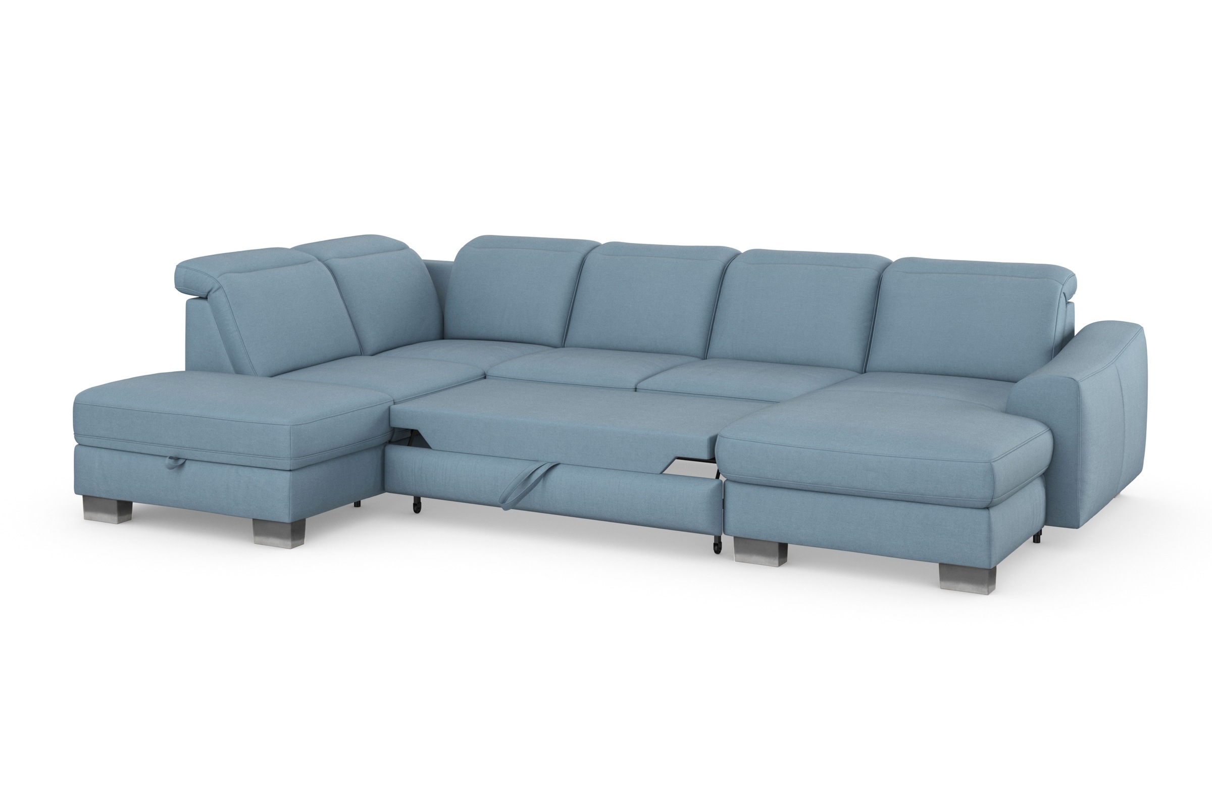 sit&more Wohnlandschaft »Dundee U-Form«, mit Federkern und Edelstahlfüßen, wahlweise mit Kopfteilverstellung