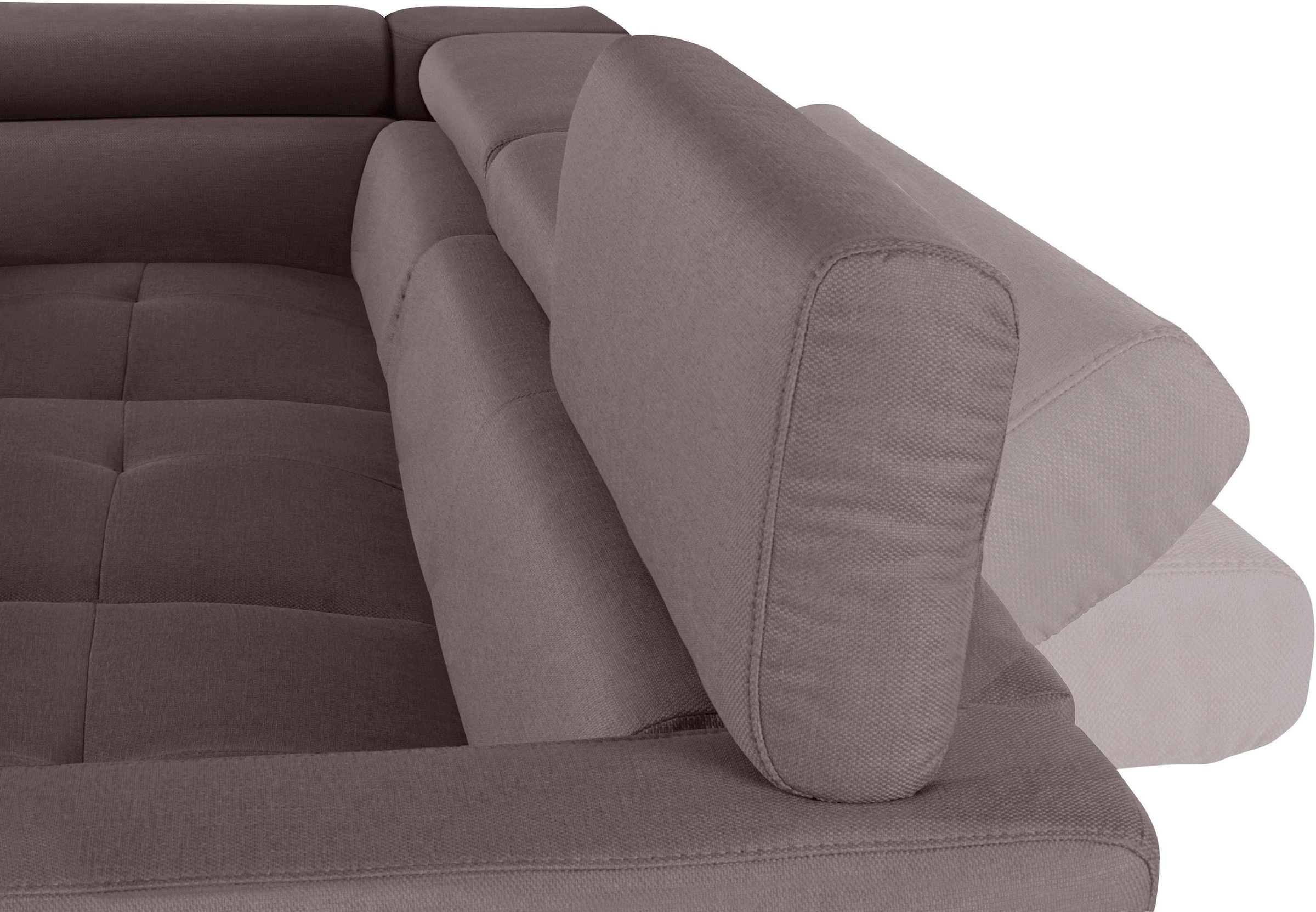 COTTA Ecksofa »Sammy L-Form«, mit Kopfteilverstellung, wahlweise mit Bettfunktion & Bettkasten
