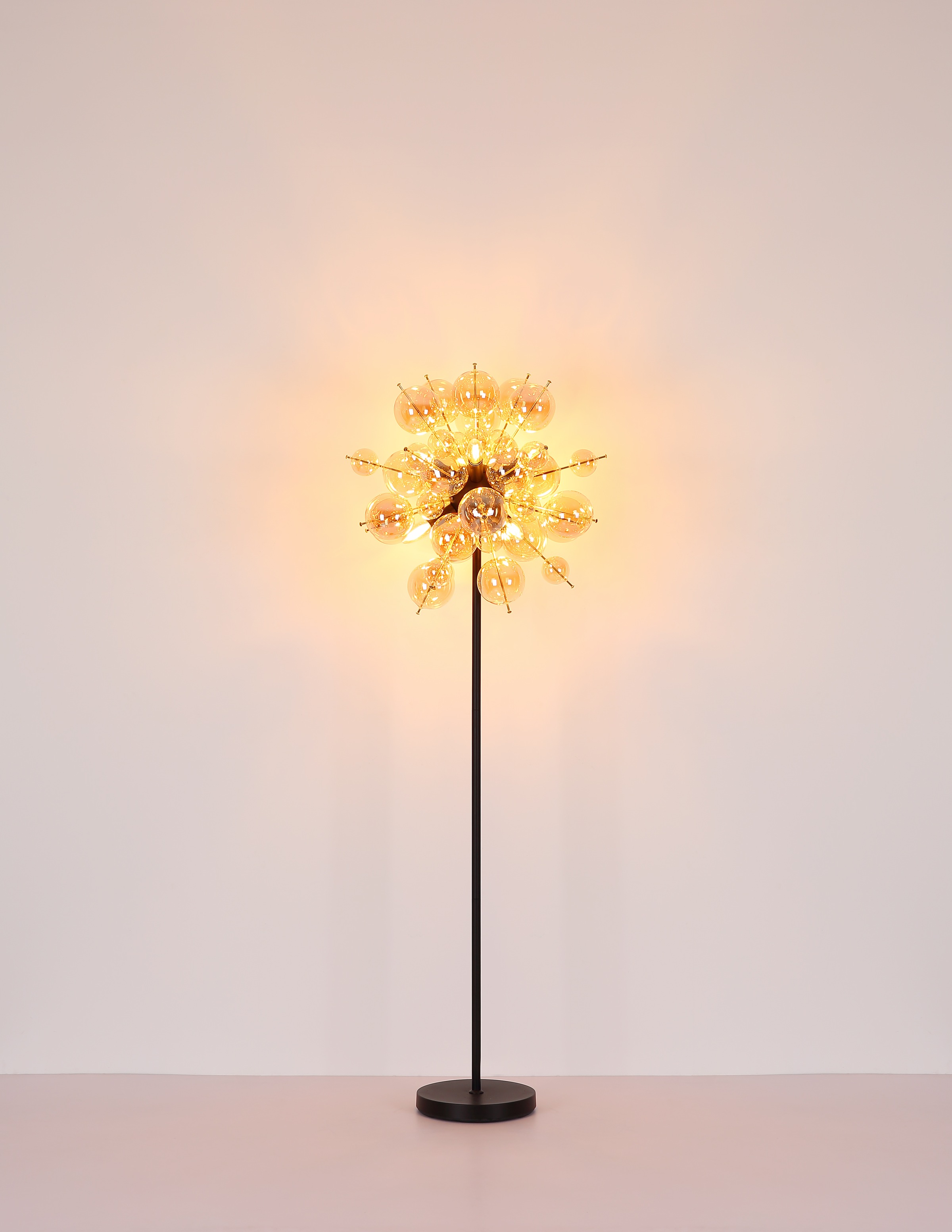 GLOBO LIGHTING Stehlampe »UDO«, Leuchtmittel E14 | ohne Leuchtmittel, Stehlampe/goldfarben/Glaskugeln/modern/Wohnzimmer/Flur/Schlafzimmer