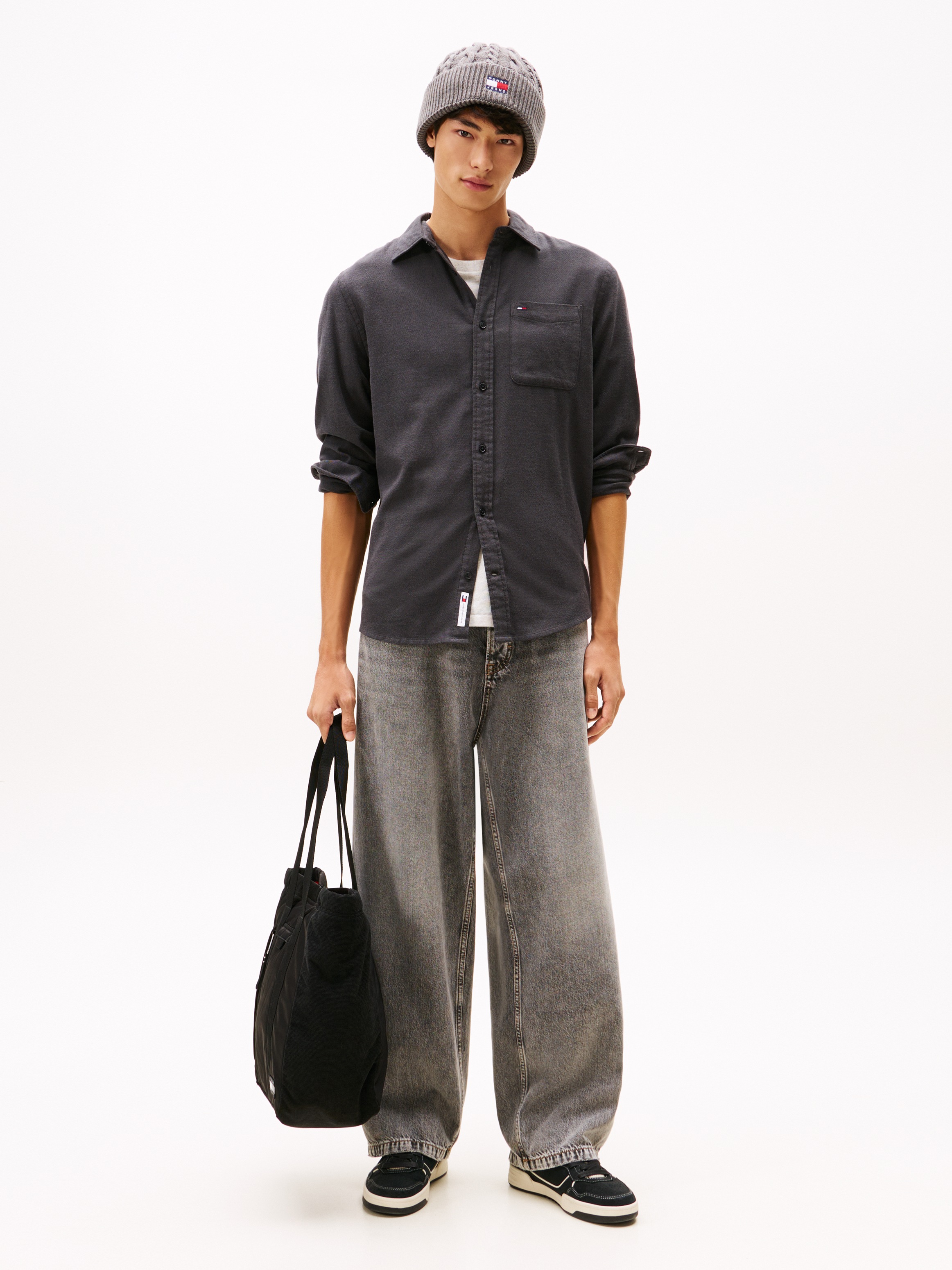 Tommy Jeans Flanellhemd »TJM FLANNEL« regular fit, Langarmhemd, halbgespreizter Kragen
