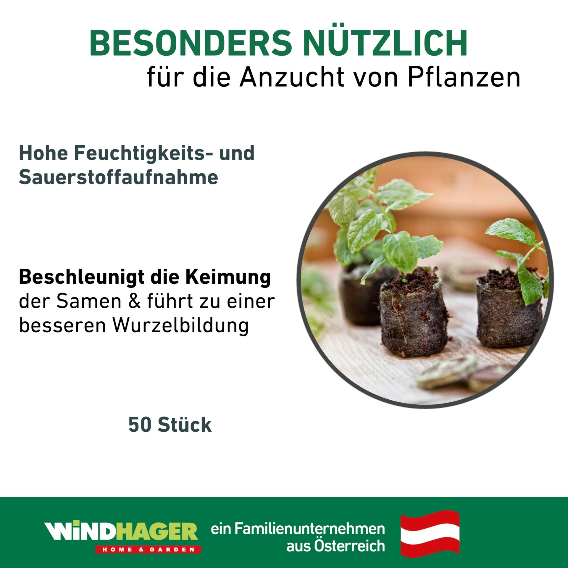 Windhager Anzucht- und Kräutererde »Quelltabs 50 Stk. aus natürlichem Kokos« Anzucht Quelltabs torffrei mit feinmaschigem Netz, 3,5 cm
