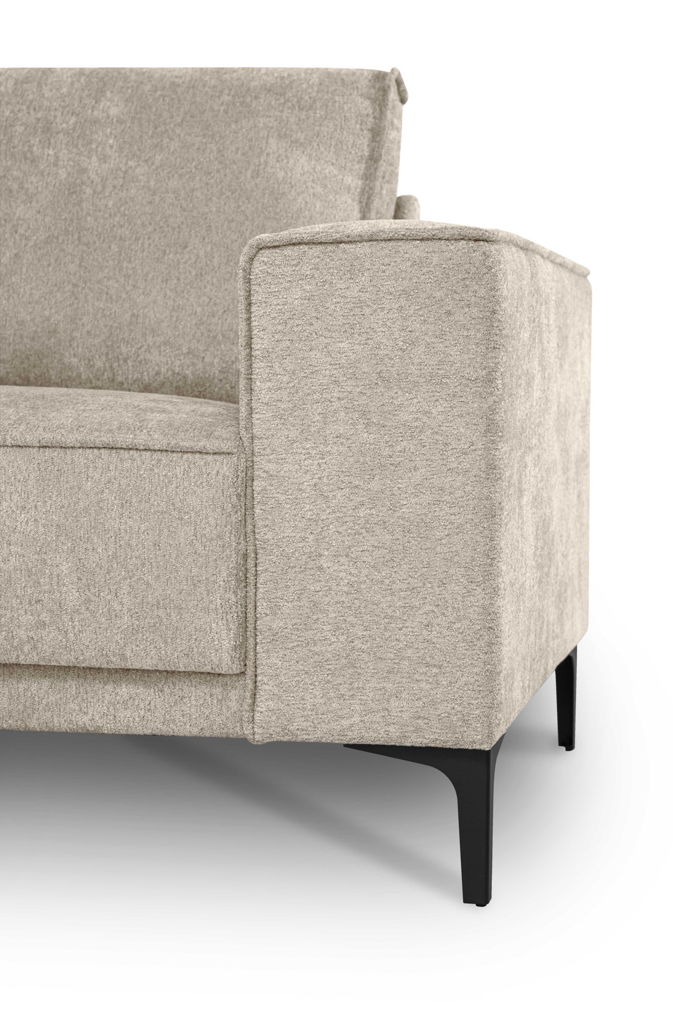 Places of Style Wohnlandschaft »XXL Sofa Oland, Struktur, Flachgewebe, Luxus-Microfaser, Boucle«, U-Form, 342 cm, Wellenunterfederung, Skandi-Design, Metallfüße