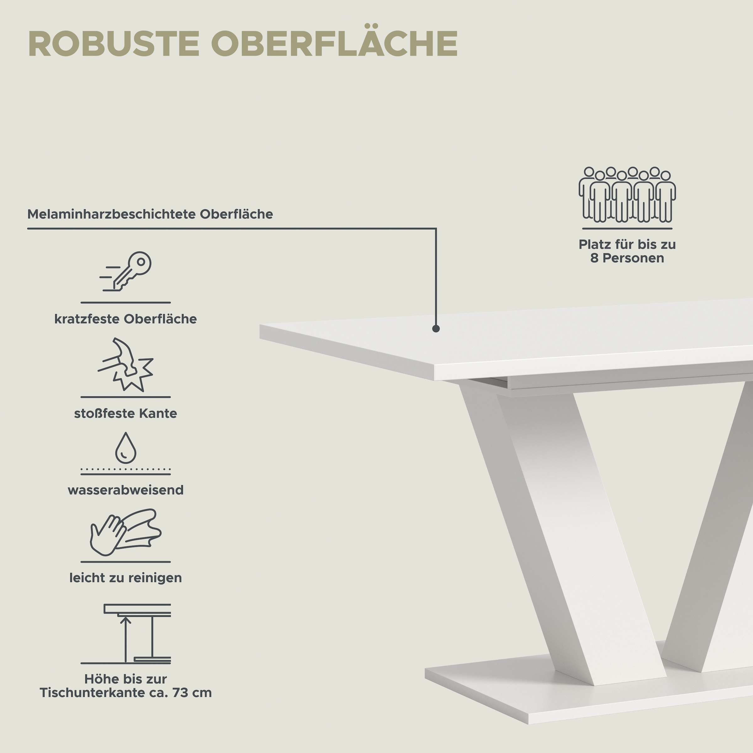 INOSIGN Esstisch »Motus, ausziehbar 150 -190 cm, inklusive 40 cm Einlegeplatte«, (Set, 1 St.), V-Gestell mit Bodenplatte, Tisch, Küchentisch, Esszimmer, Küche